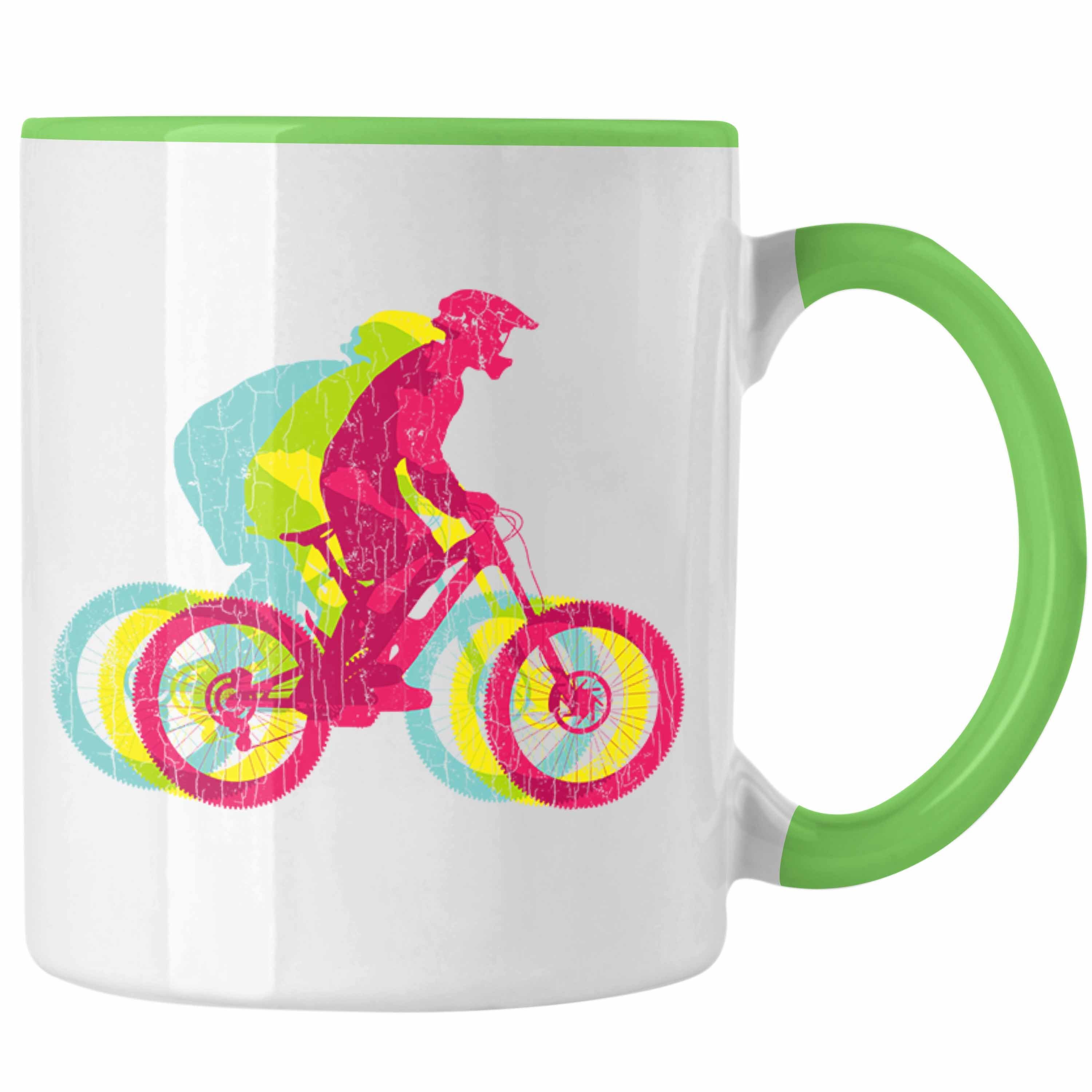 Kinder Kaffeetasse Moutainbike Trendation Trendation Tasse Geschenk - Männer Grün Geschenkidee Accessories Mountainbiker Fun MTB Grafik Tasse