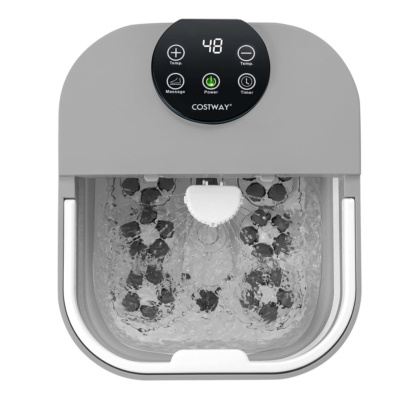 COSTWAY Fußbad, mit Heizung & Dusche & Timer, massage, 35-48°C, faltbar
