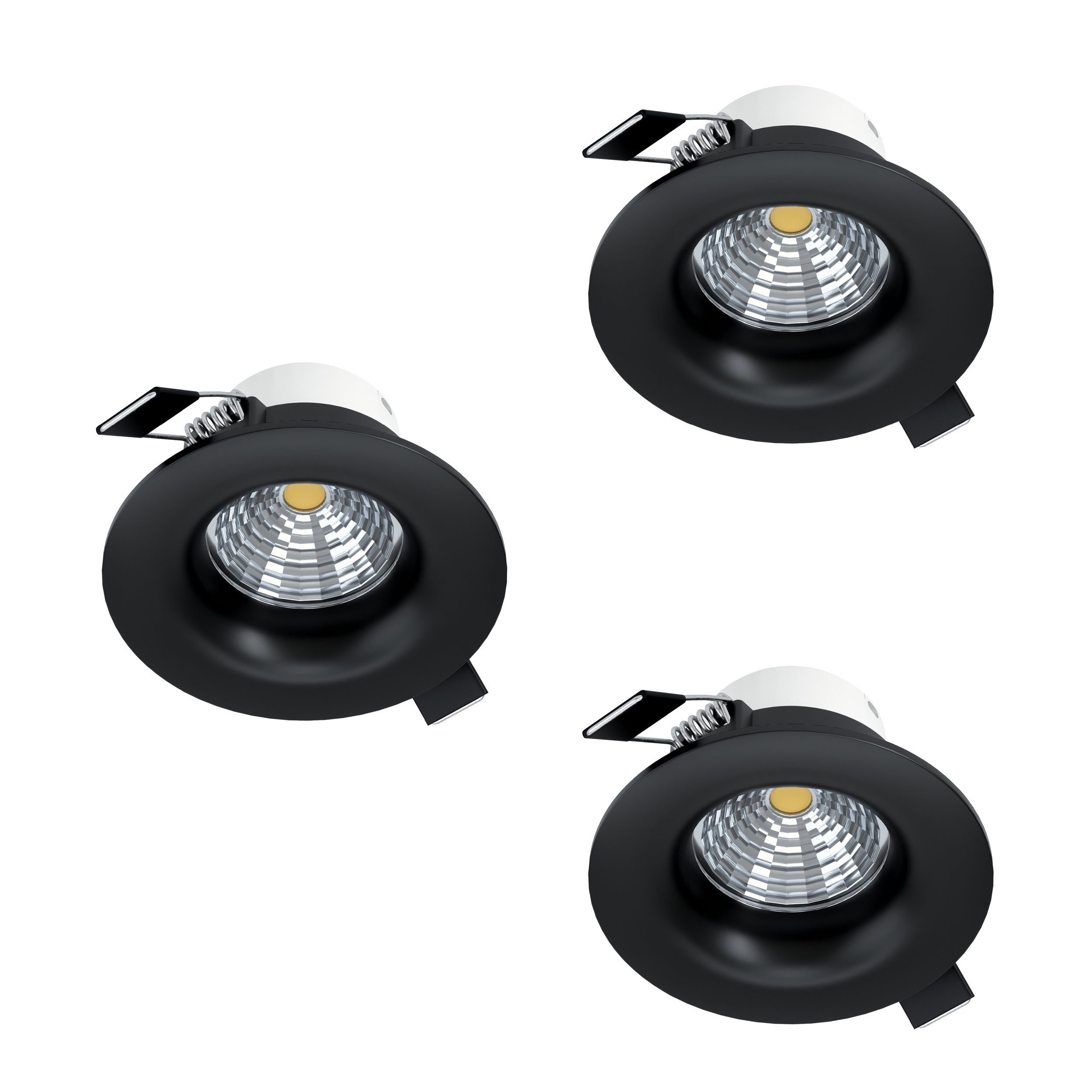 EGLO LED Einbauleuchte Saliceto, Leuchtmittel inklusive, 3er Set Einbaustrahler, Deckenspots, runde Deckenstrahler, Ø 8,8 cm