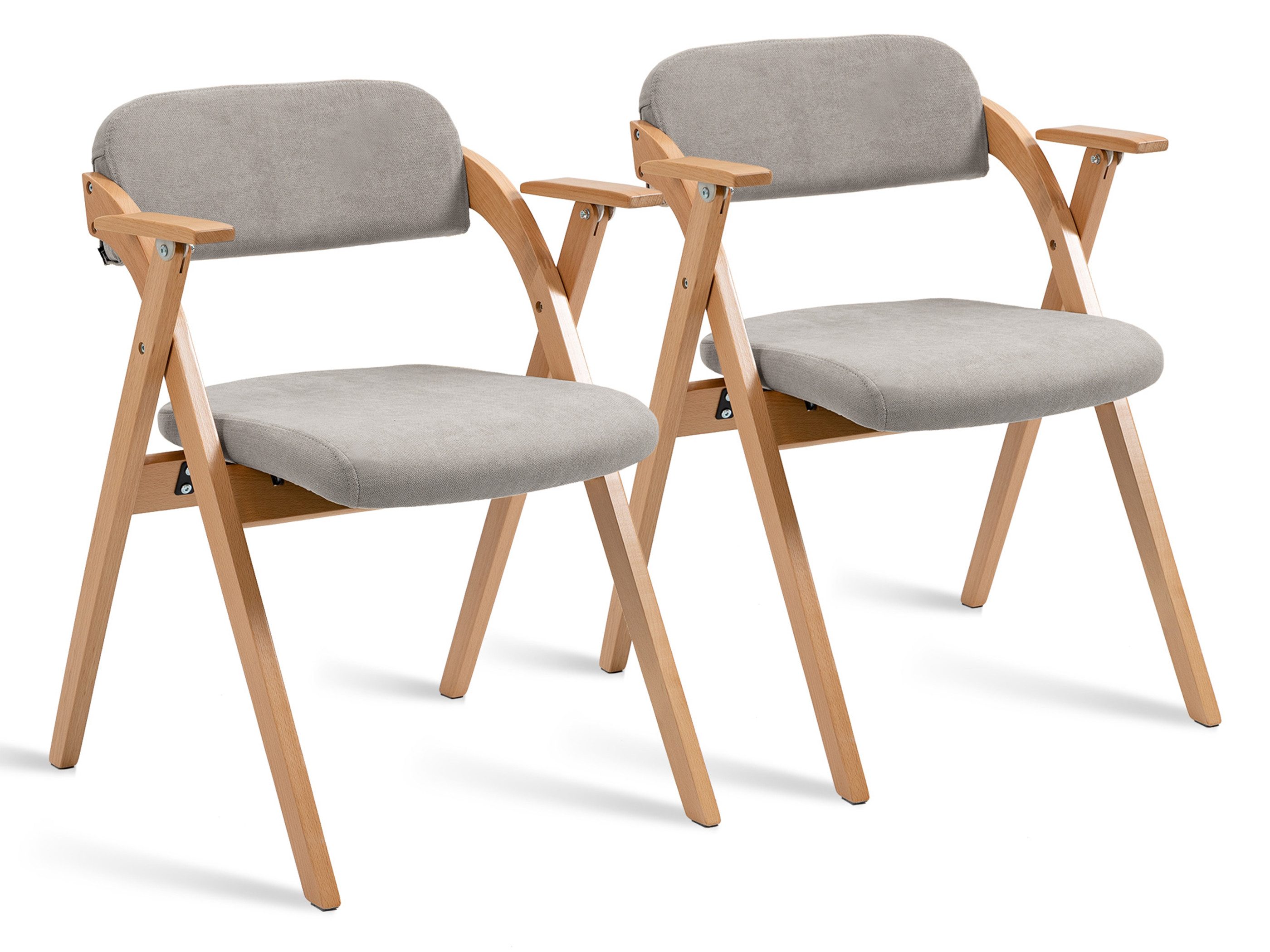 SeedWave Esszimmerstuhl Klappstuhl mit Armlehne, 2er Set Holzgestell Leinenbezug Küchenstuhl, 60×53×79cm, gepolstert mit Schaumstoff