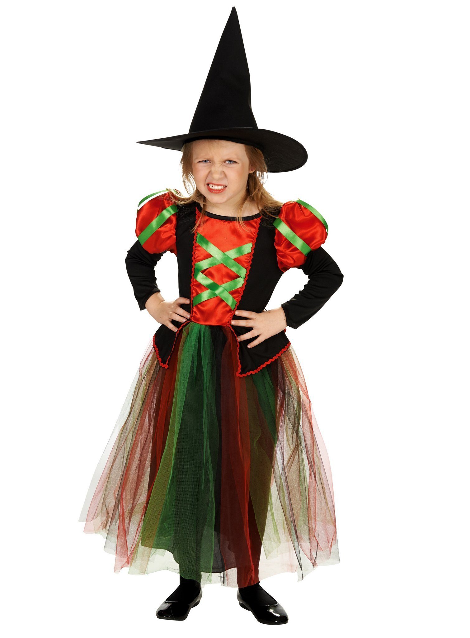 Metamorph Kostüm Wetterhexe, Halloween-Hexenkostüm mit giftgrünen Bändern