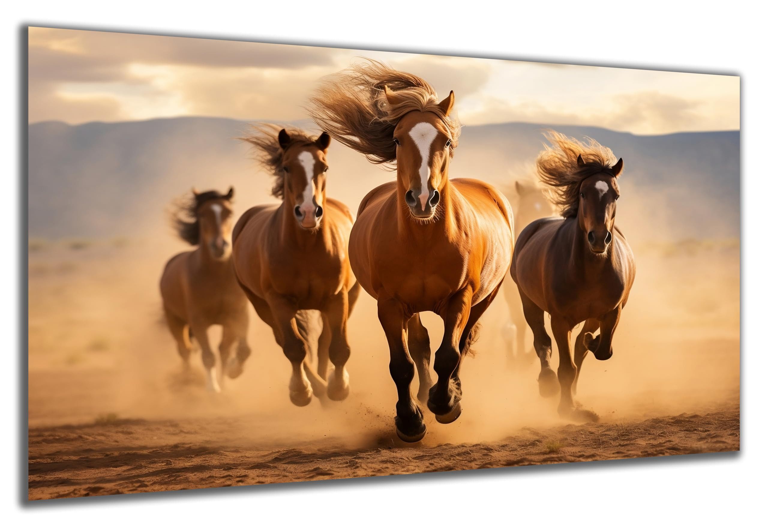 DARO Design Wandbild Pferde Wandbilder Wand Deko Bilder Geschenk Modern Leinwandbild, (Pferdwe Herde - Bild klein Wohnzimmer Schlafzimmer Büro Flur Esszimmer Einteilig Querformat Fotodruck Pferde), 30x20 cm