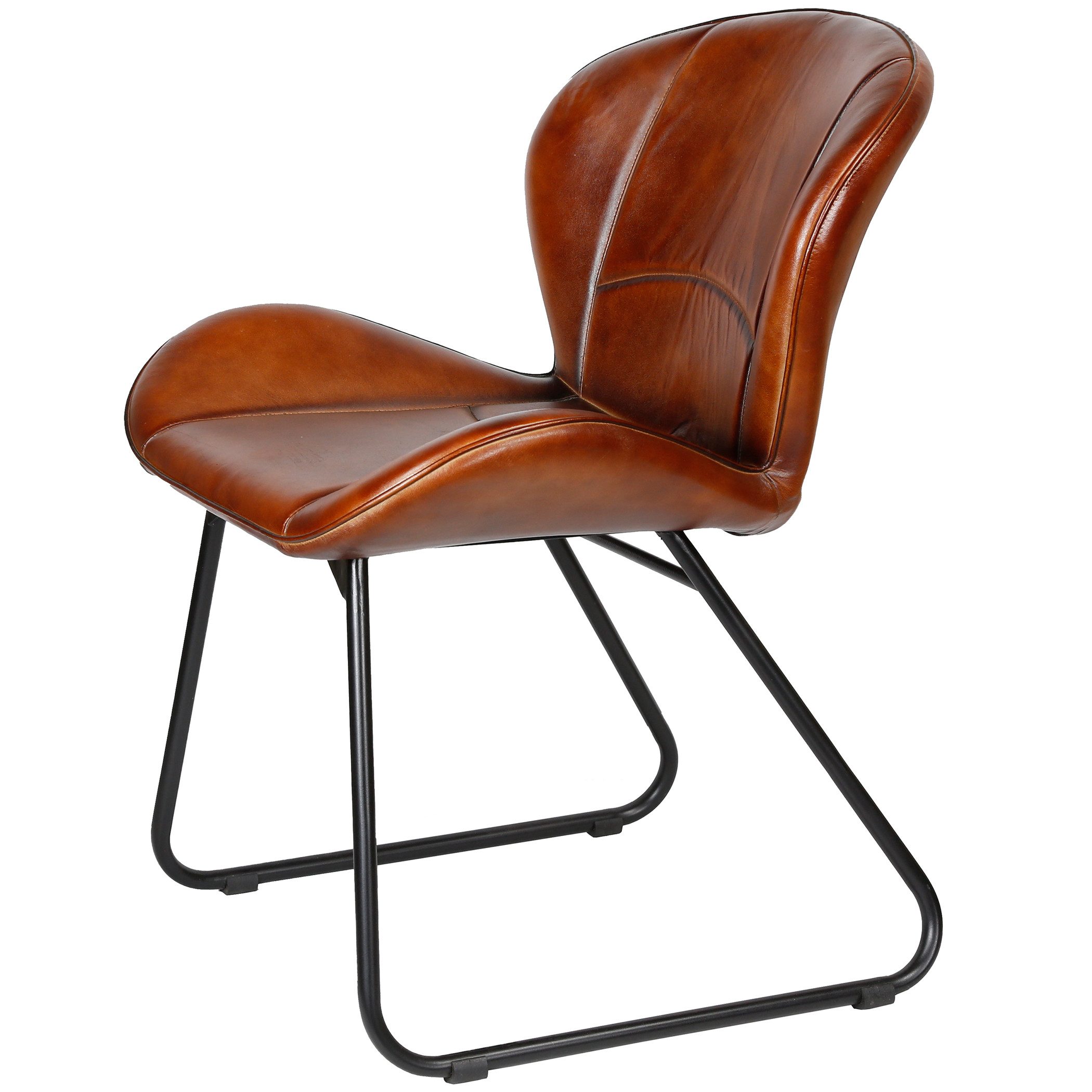 Casa Moro Polsterstuhl Lederstuhl Esszimmerstuhl Echt Leder Rot Braun (einz günstig online kaufen