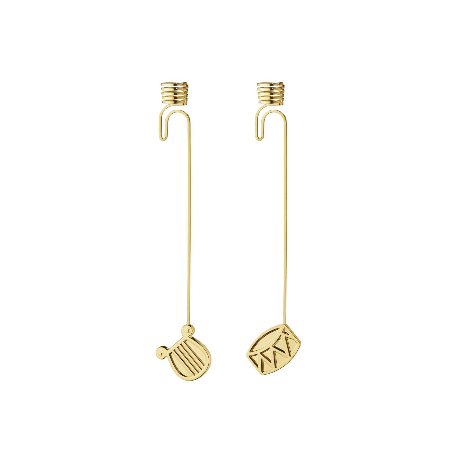 Georg Jensen Christbaumschmuck CC2026 Kerzenhalter-Set Trommel & Harfe Vergoldet