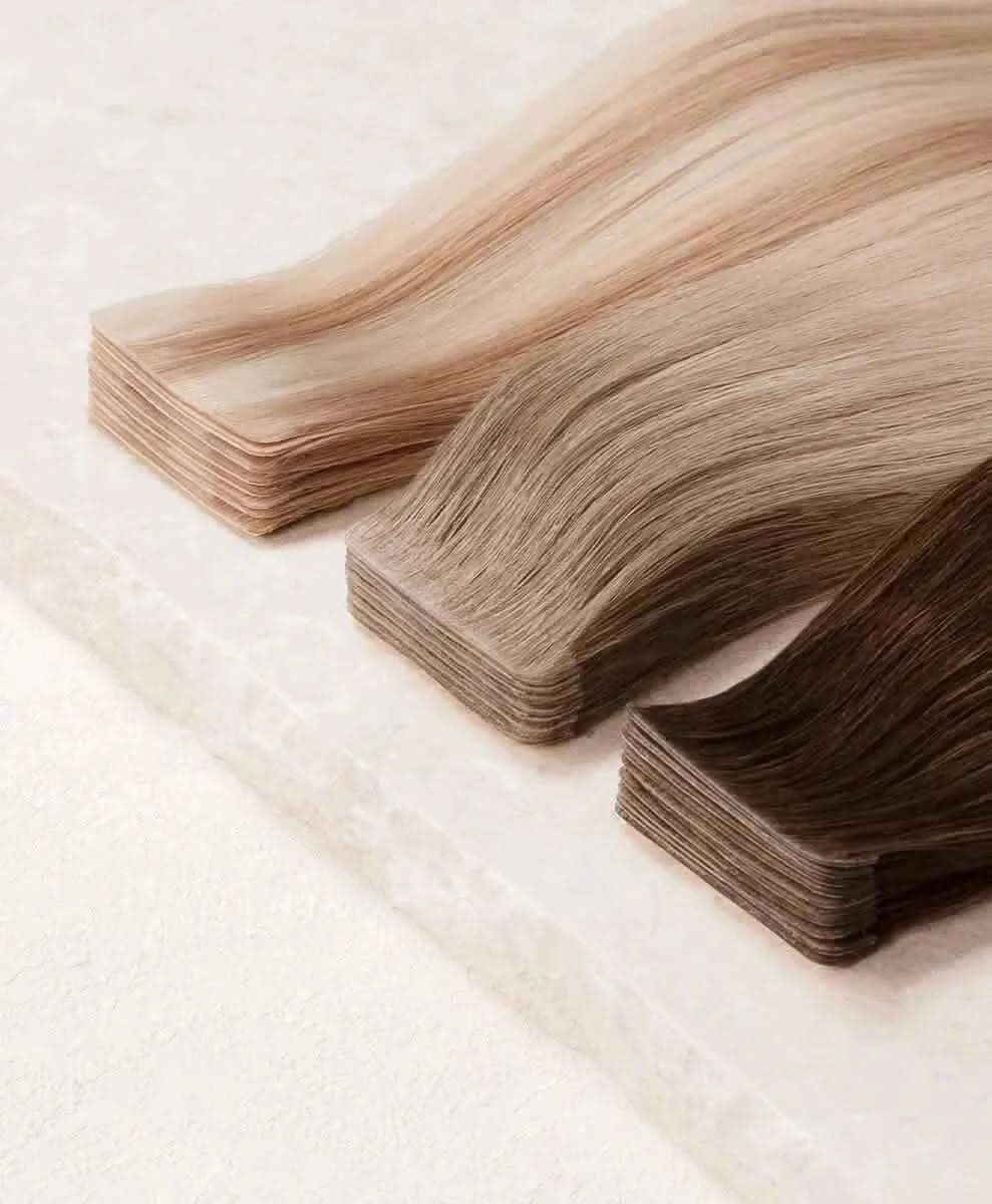 NOGI Echthaar-Extension NOGI Tape Invisible, Unsichtbare 45 cm Remy Echthaar Tape-Ins mit flachem Ansatz