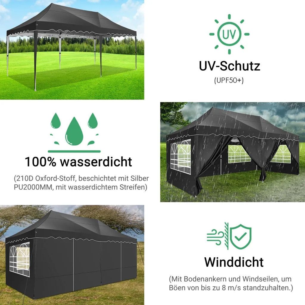 LUCKZON Pavillon Gartenzelt, Wasserdicht UV-Schutz 50+ günstig online kaufen