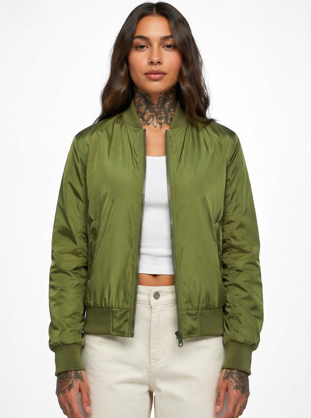 urbandreamz Bomberjacke Damen leichte Bomberjacke Jacke Sommer Frühling Übergangsjacke Seitentaschen, wasserabweisend, waffelartige seitliche Einsätze