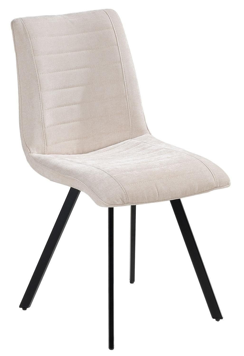 Home4You Polsterstuhl, Webstoffbezug, Beige, schwarzes Metallgestell, günstig online kaufen