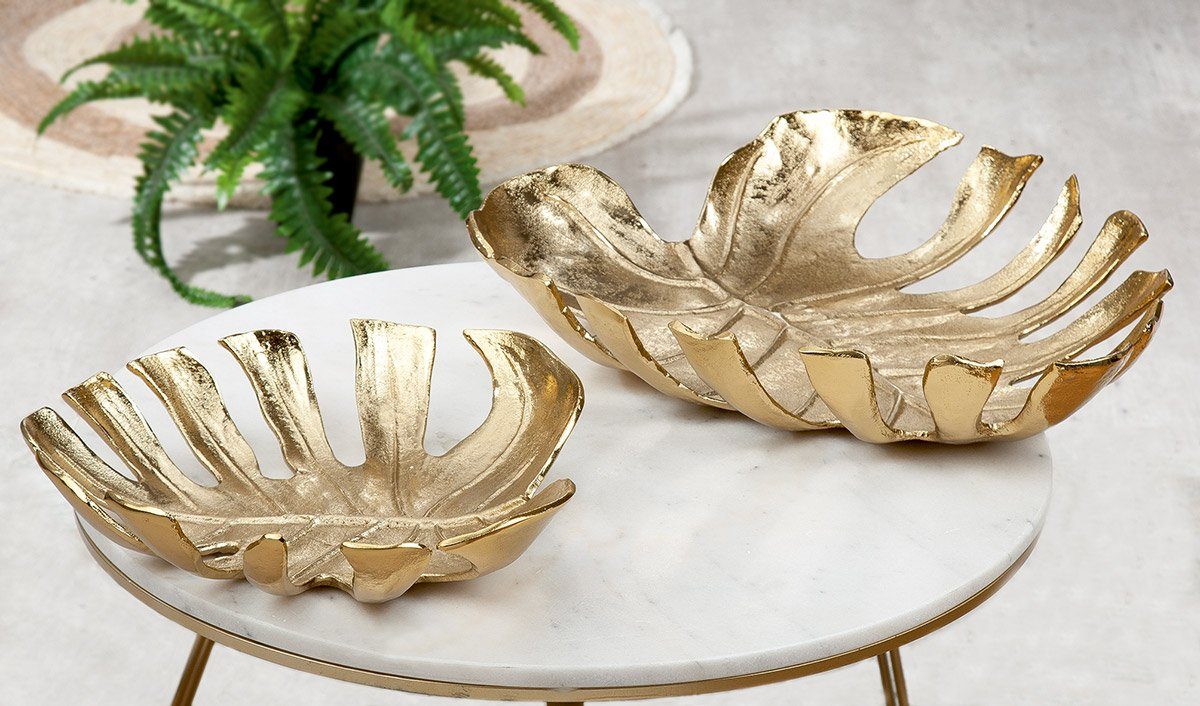 - Schale 46cm H. gold GILDE B. Big Leaf GILDE 10cm x - Dekotablett