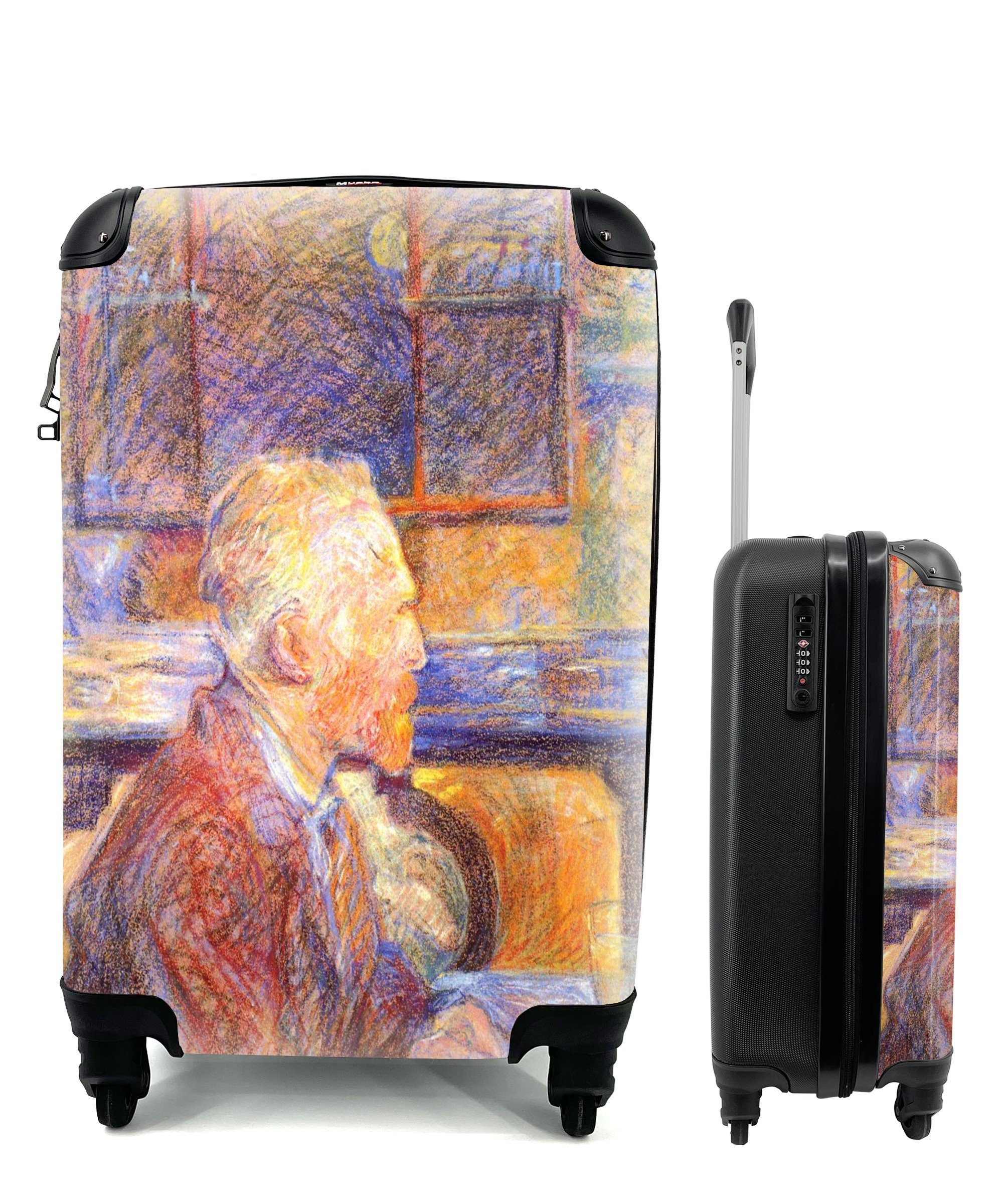 MuchoWow Handgepäckkoffer Porträt von Henri de Toulouse-Lautrec - Vincent van Gogh, 4 Rollen, Reisetasche mit rollen, Handgepäck für Ferien, Trolley, Reisekoffer