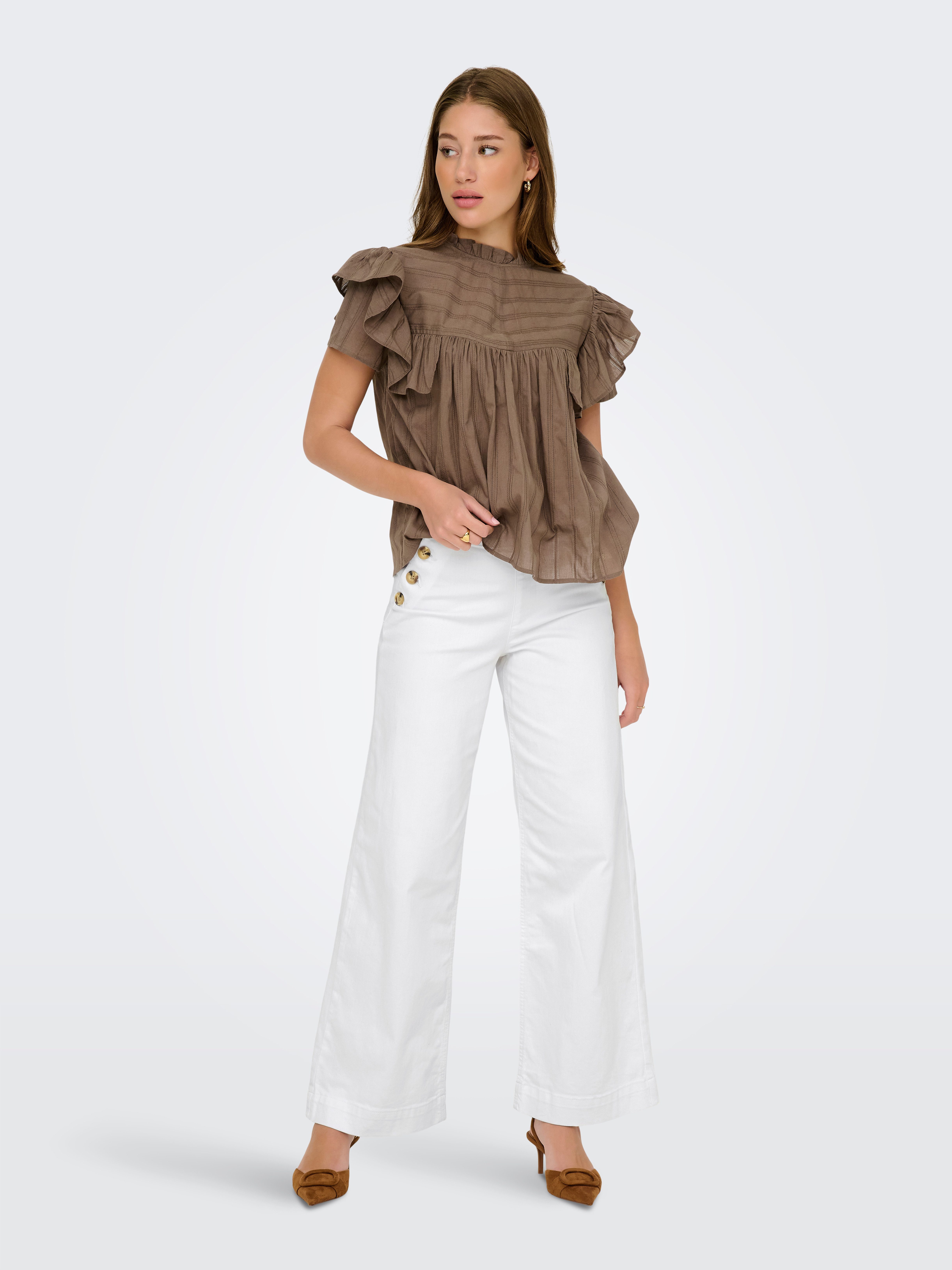 ONLY High-waist-Jeans ONLMADISON HW BUTTON WIDE DNM 730 NOOS mit Knopf Details