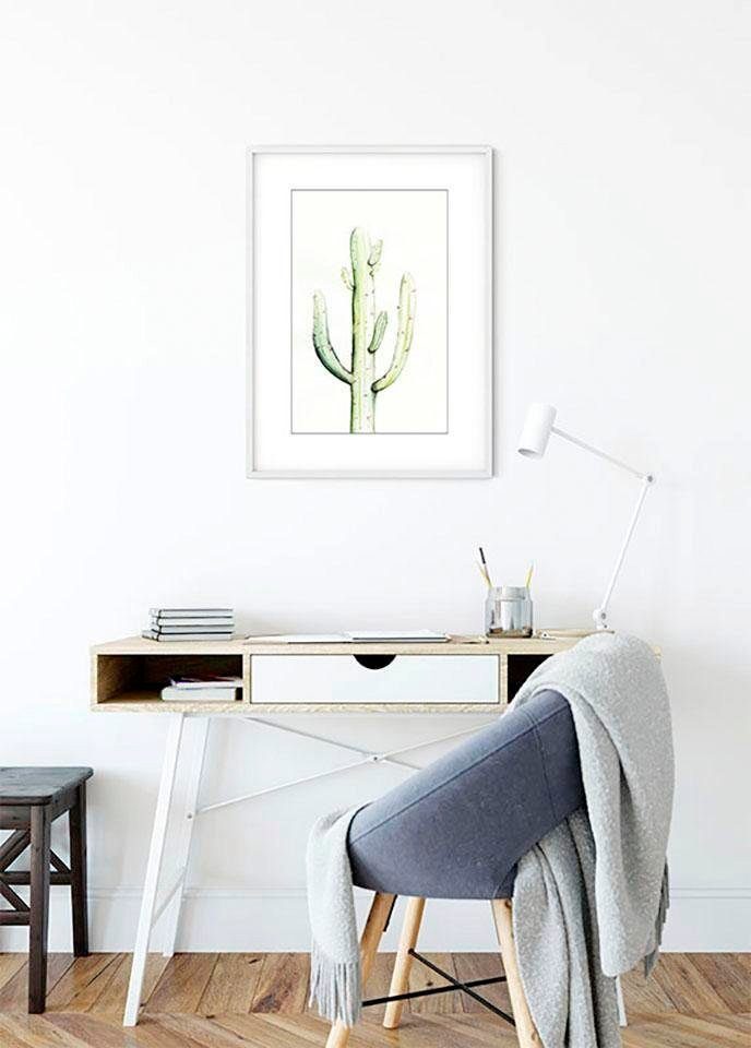 (1 Wohnzimmer Komar St), Poster Saguaro Kinderzimmer, Watercolor, Pflanzen Blätter, Schlafzimmer,