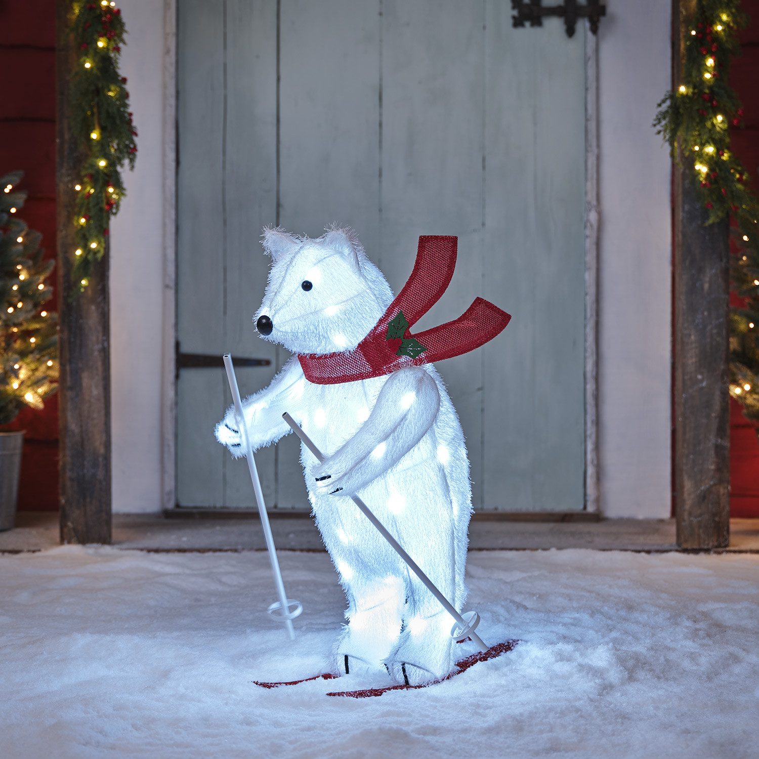 Lights4fun LED-Dekofigur LED-Weihnachtsfigur Außen Polarbär, Weihnachtsbeleuchtung, (H) 67 x (L) 30 x (T) 46 cm