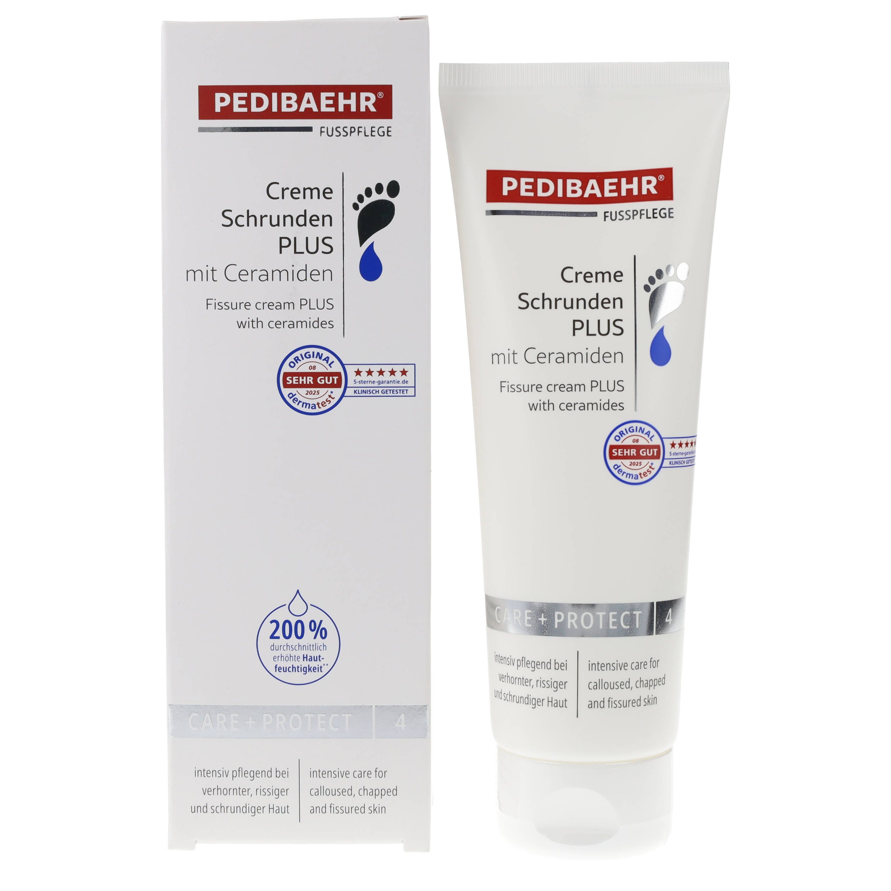 Pedibaehr Fußpflegecreme Pedibaehr Creme Schrunden PLUS mit Ceramiden 125ml Diabetiker geeignet, 1-tlg., Reichhaltige Pflege für rissige, verhornte Fußhaut