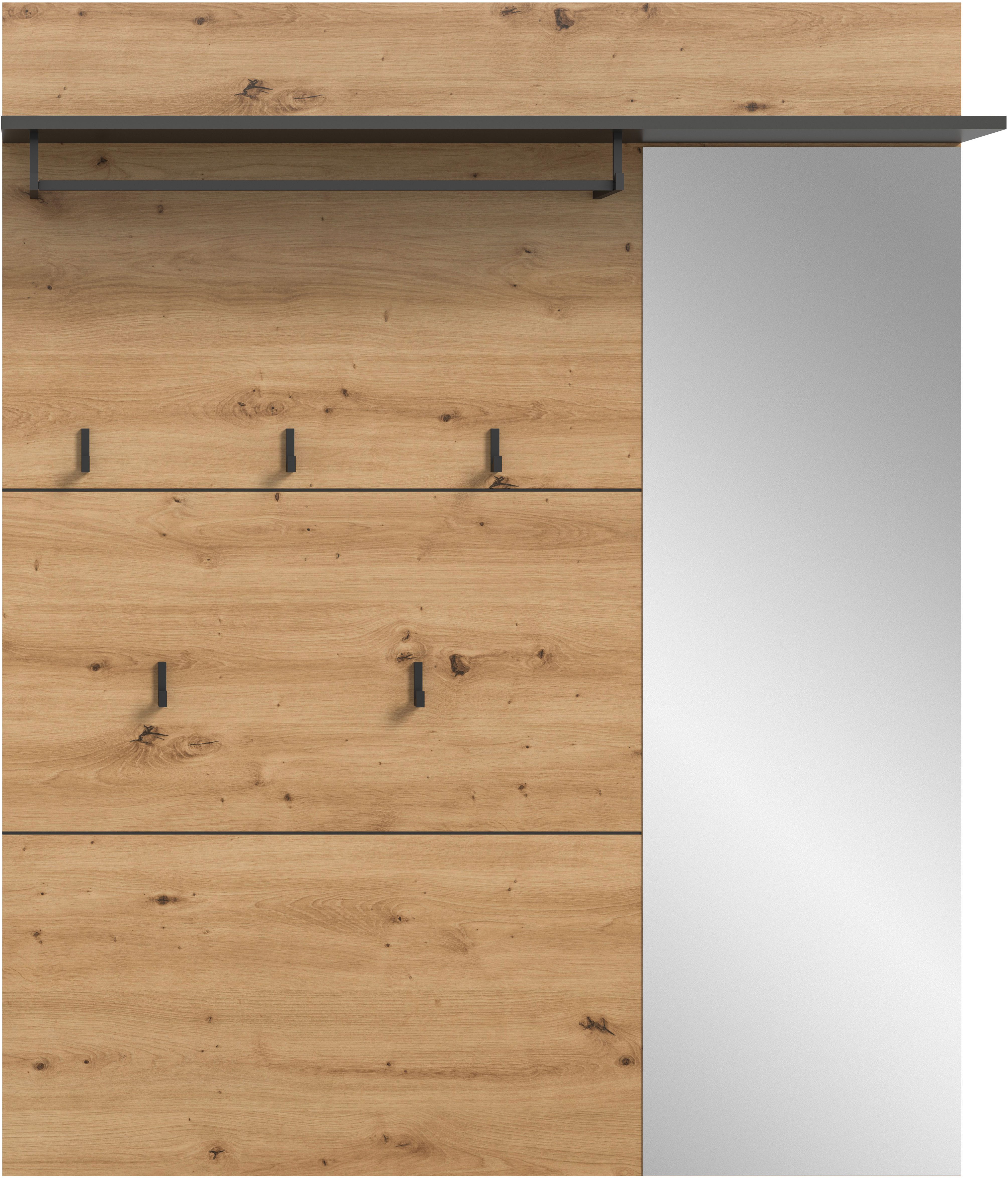 Home affaire Garderobenpaneel REHAT, TOPSELLER!, Breite 120 cm, Hutablage, 5 Haken, Garderobenstange (in verschiedenen Ausführungen), Paneel, Wandboard, Garderobe, Garderobenleiste, Garderobenboard