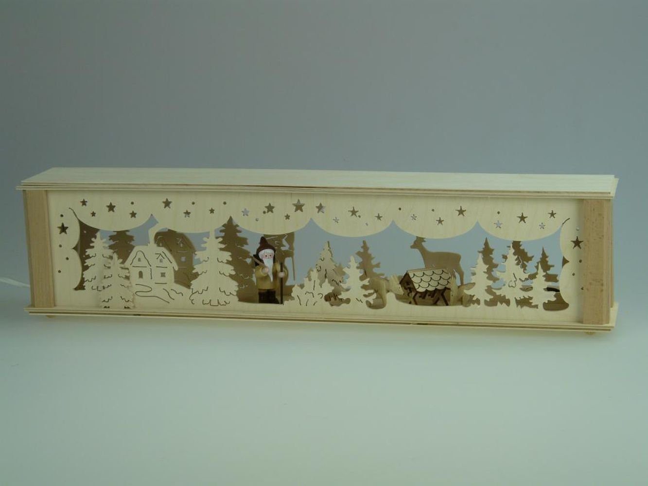 Schwibbogen-Fensterbank Schwibbogenerhöhung mit Weihnachtsmann und Beleuchtung BxHxT