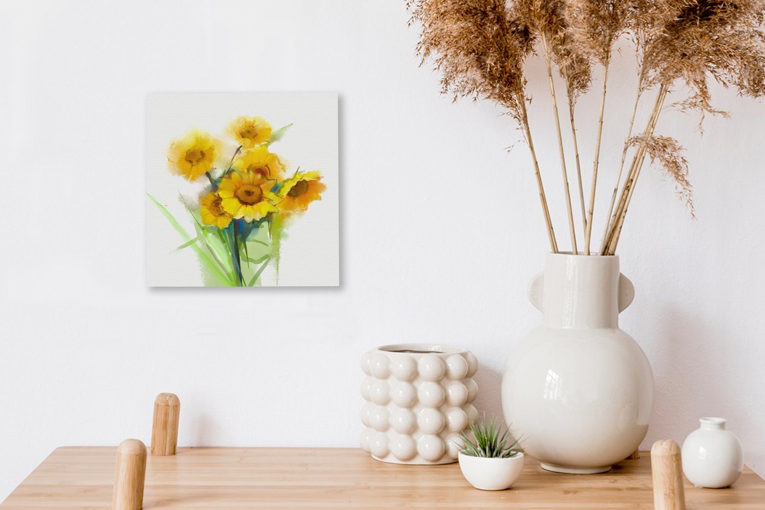 Wohnzimmer Farben, für OneMillionCanvasses® Schlafzimmer Ölfarbe - St), (1 Leinwand - Leinwandbild Bilder Sonnenblumen