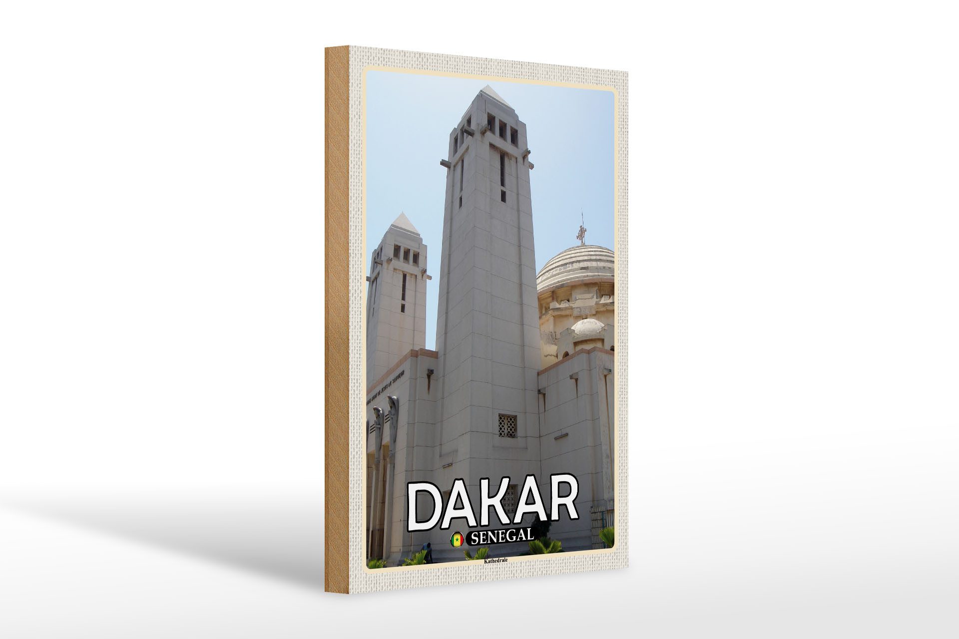 Femer GmbH Holzbild Reise 20x30cm Dakar Senegal Kathedrale, (1 St), Glatte Holzfaserplatte (MDF), vorn beschichtet