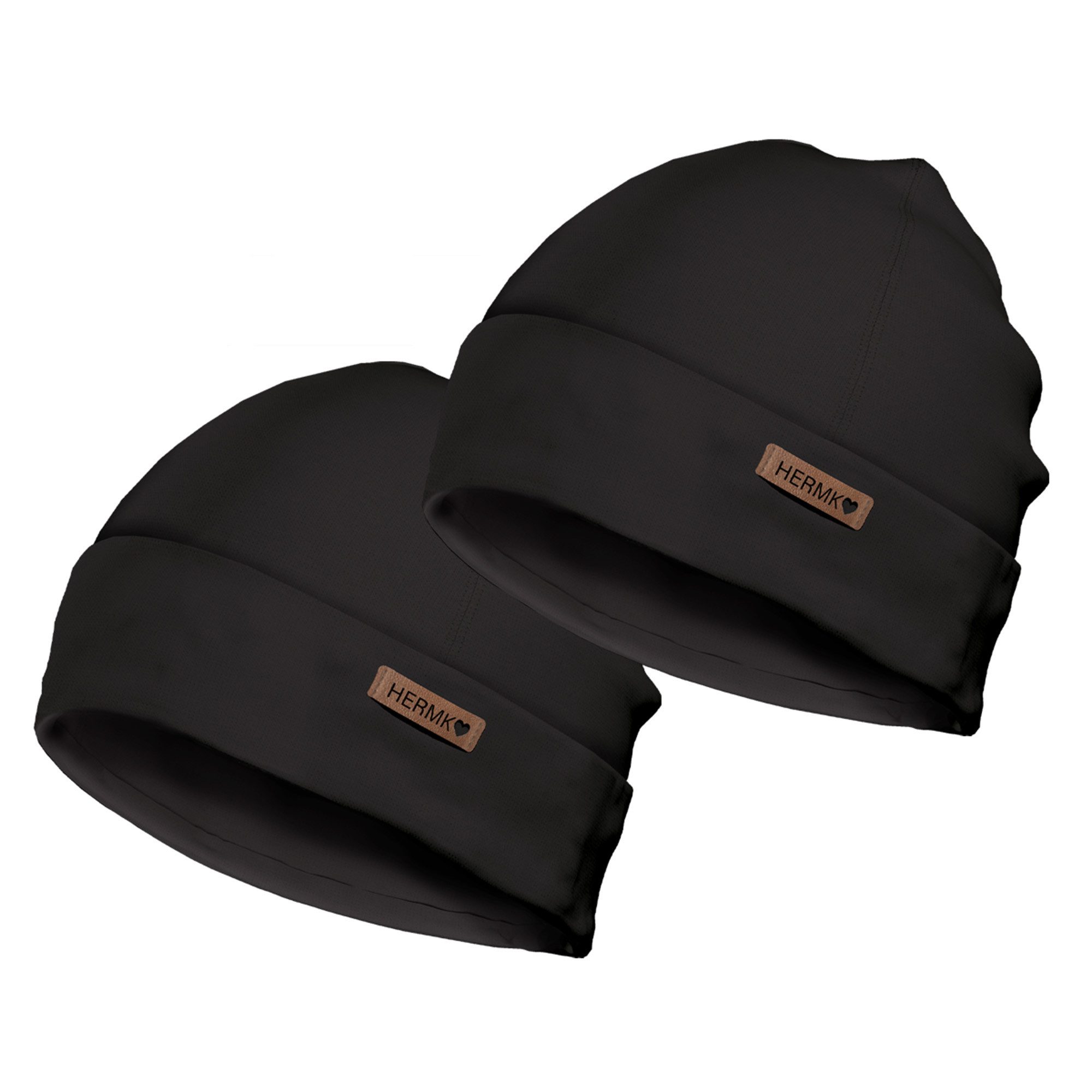 HERMKO Beanie 881910 (2er) 100 % Bio- Baumwoll Mützen unisex hergestellt in EU