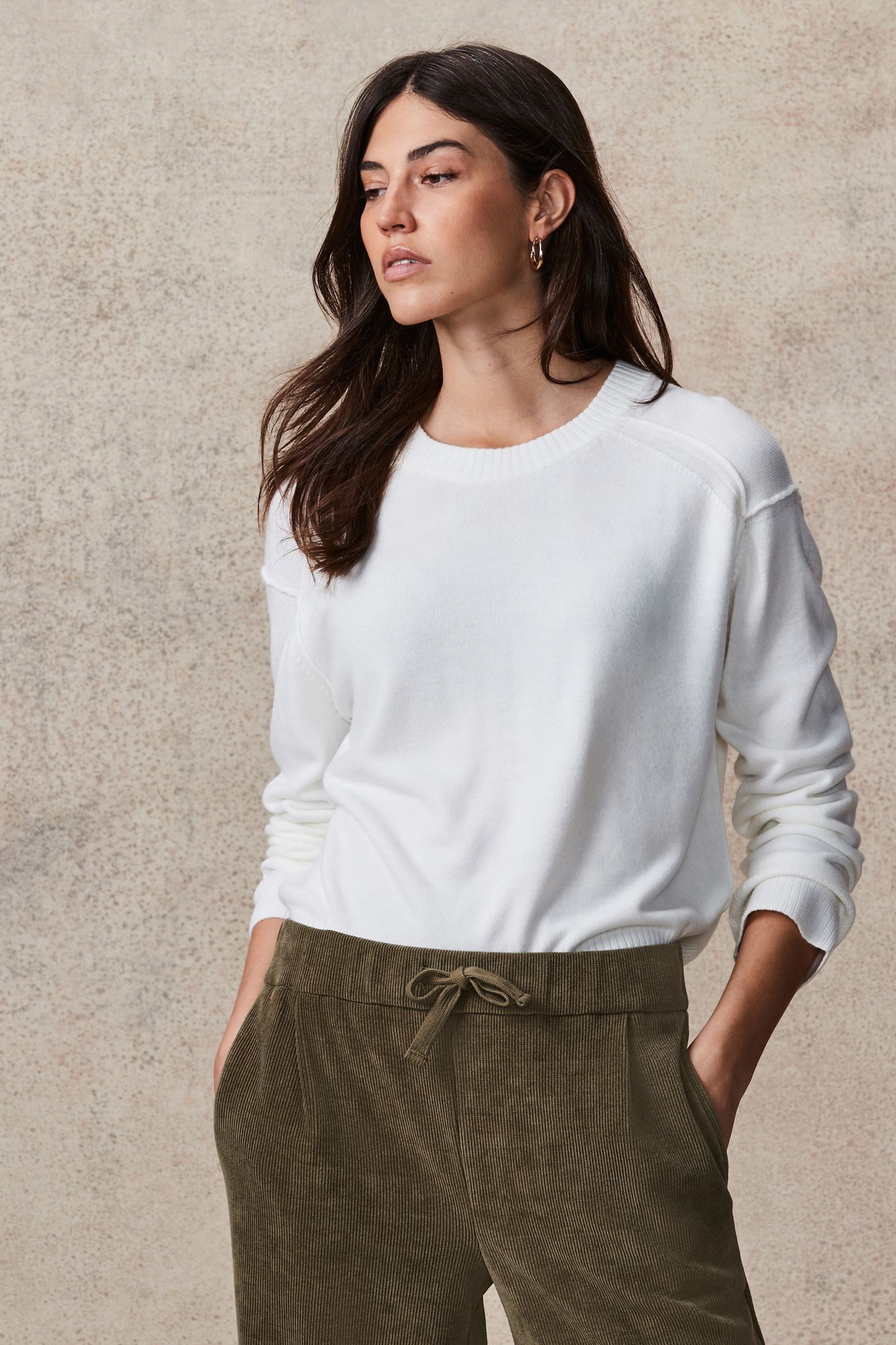 Next Rundhalspullover Weicher, gemütlicher Strickpullover mit Muster (1-tlg)