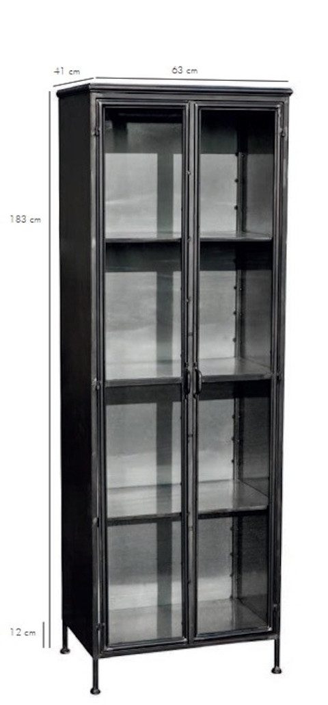 PTMD Vitrine Metallschrank Purist 180 Vintage Industrial Metall/Glass