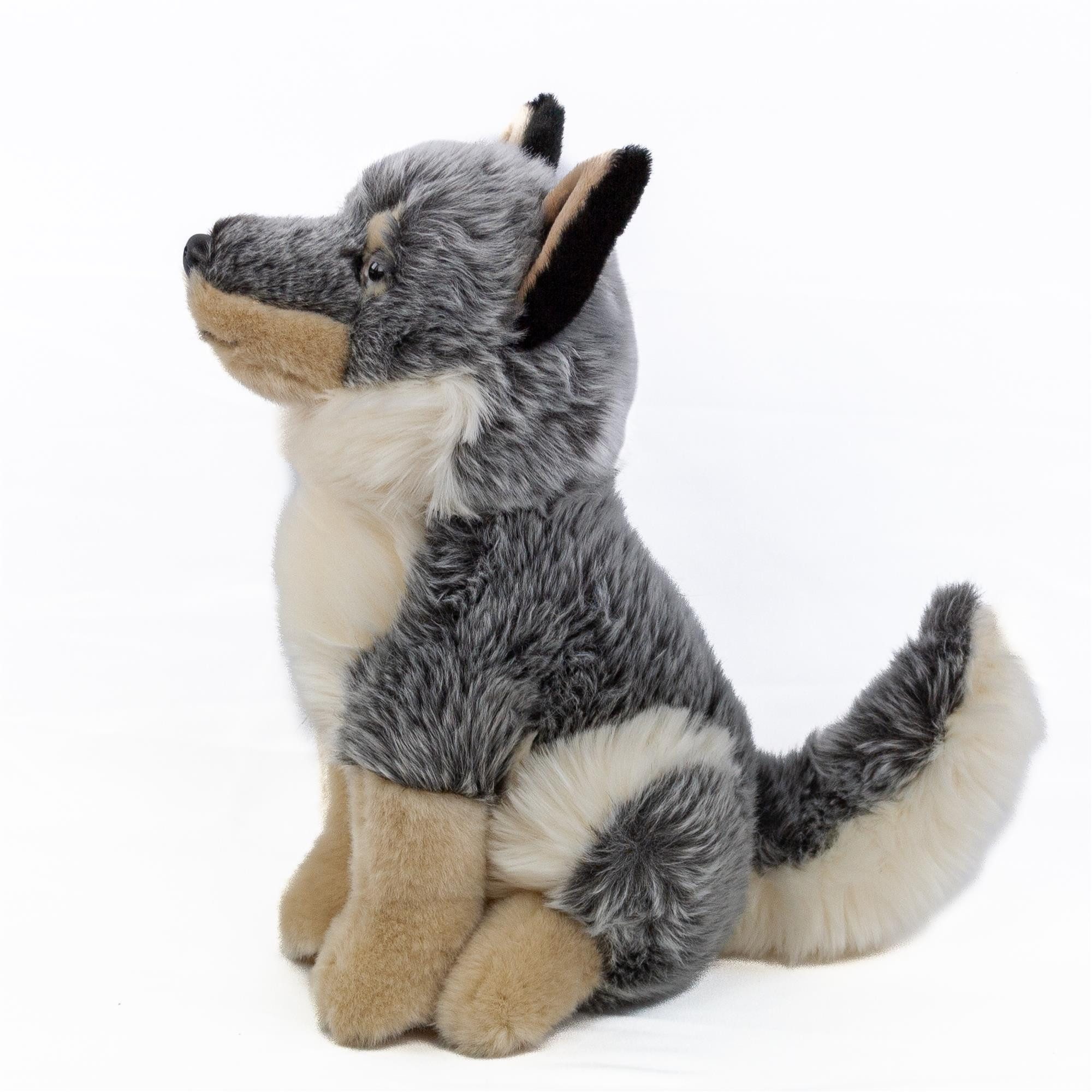 Teddys Rothenburg Kuscheltier Wolf sitzend 28 cm beige-grau Plüschwolf Stofftier (Stoffwolf, Plüschtier)