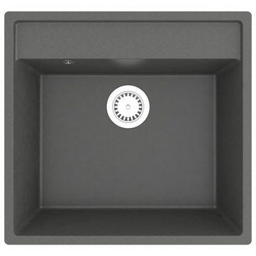 vidaXL Küchenspüle Spülbecken Küchenspüle mit Überlauf Grau Granit, 53/50 cm
