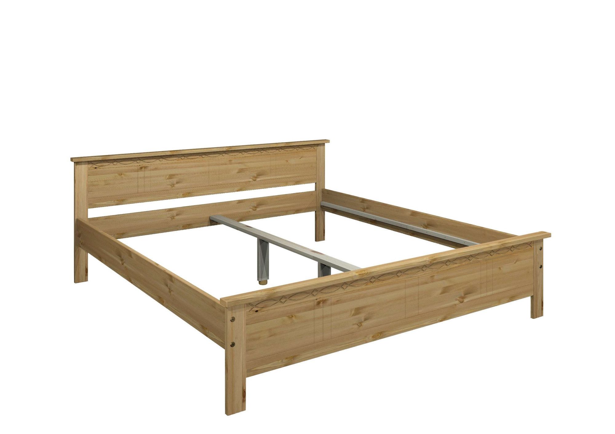 OTTO home Massivholzbett Indra, Landhausstil, edles Design,zertifiziertes Massivholz (Breite/Belastbarkeit 180cm/220 KG, 140cm/180 KG, 90cm/120 KG), mit Kopfteil, mit dekorativen Fräsungen, aus Kiefer