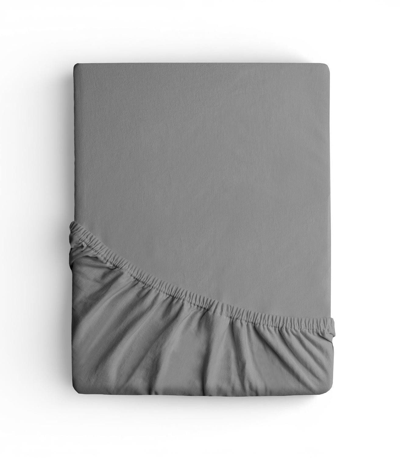 Spannbettlaken Jersey, 140 x 200 cm, Grau, Unifarben, 140 g/m, Jersey, Gummizug: rundum, (1 Stück), mit Rundumgummizug