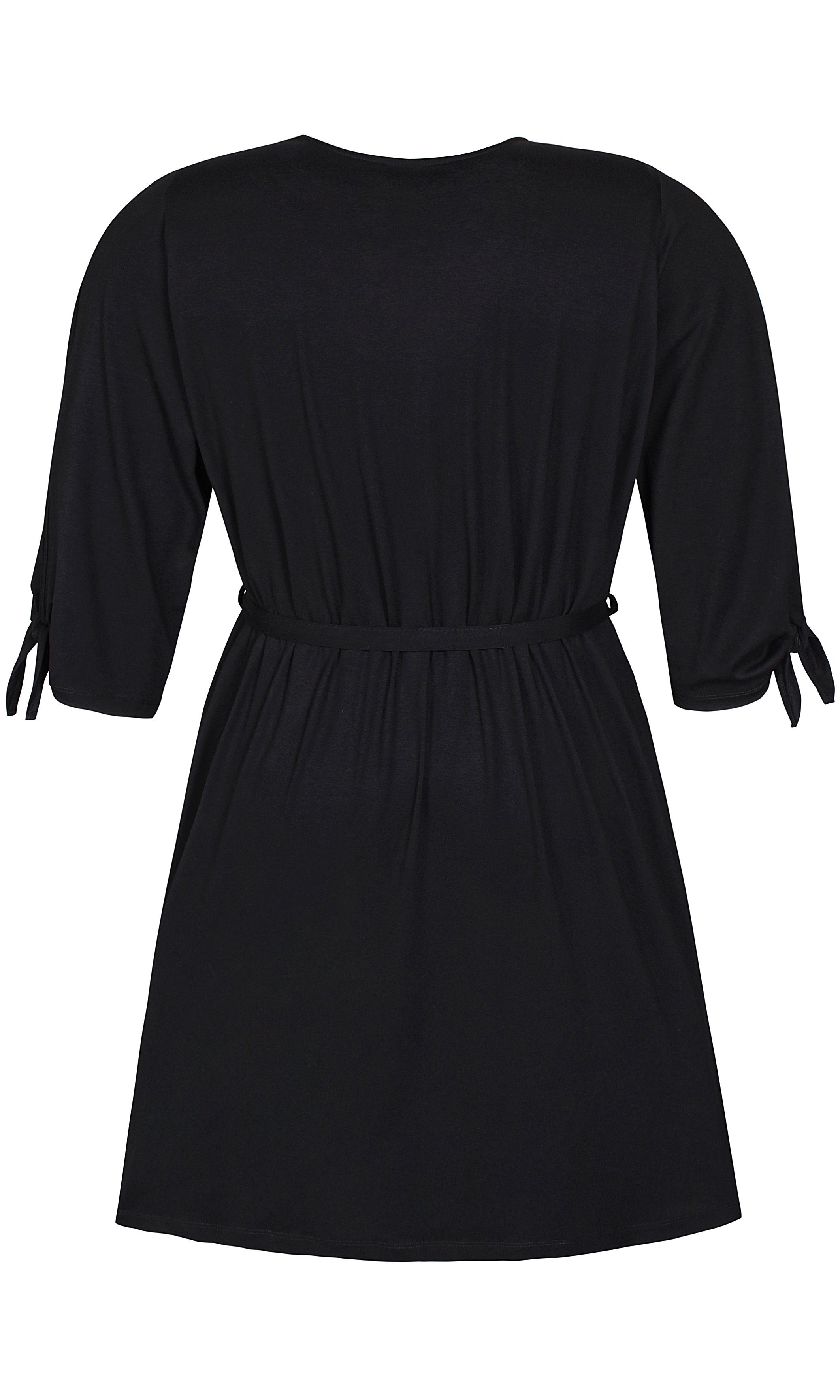 - Kleid Jersey mit Zhenzi Ausschnitt schwarz Shirtkleid V