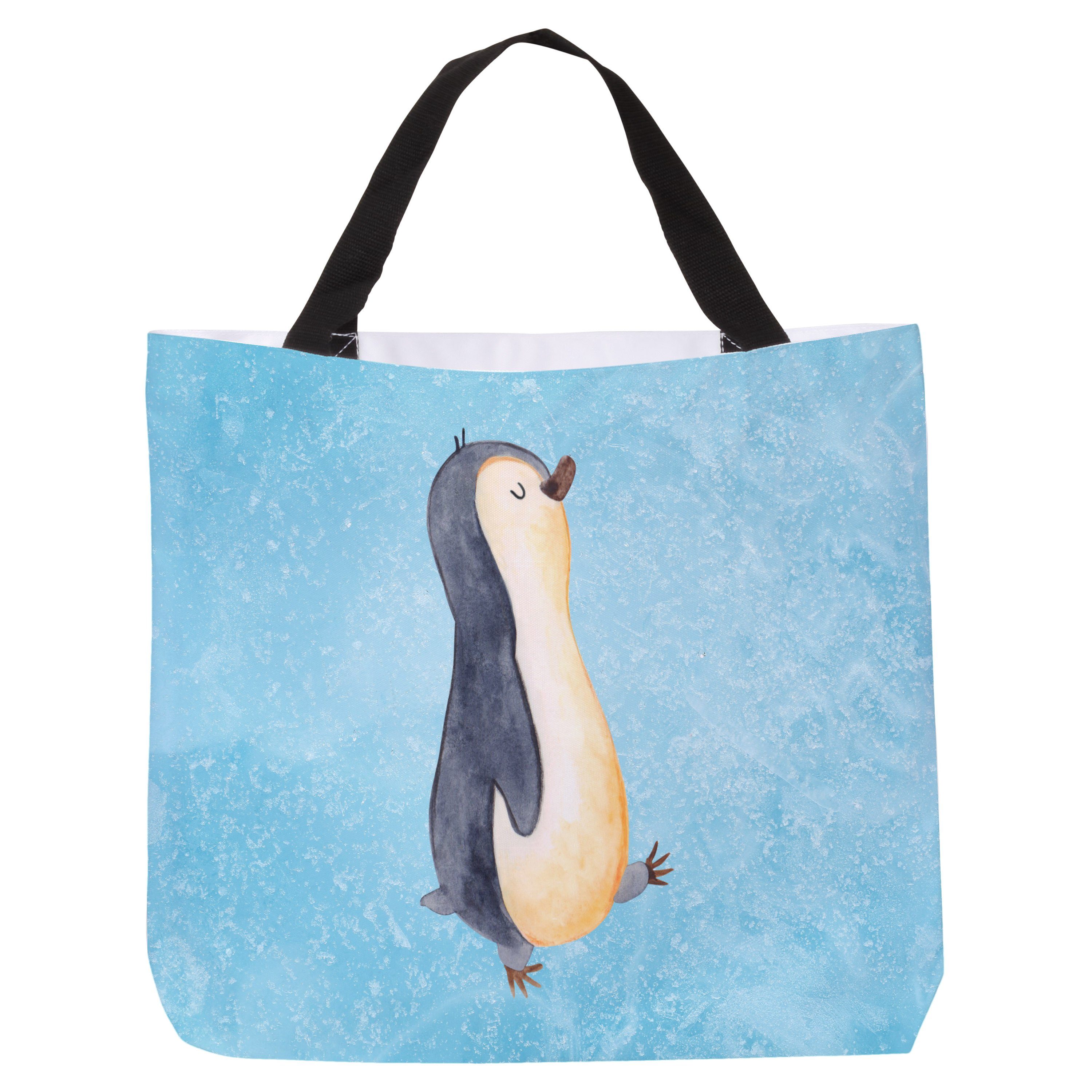 Mr. & Mrs. Panda Shopper Pinguin marschierend - Eisblau - Geschenk, Bruder, Einkaufsbeutel, Ei (1-tlg)
