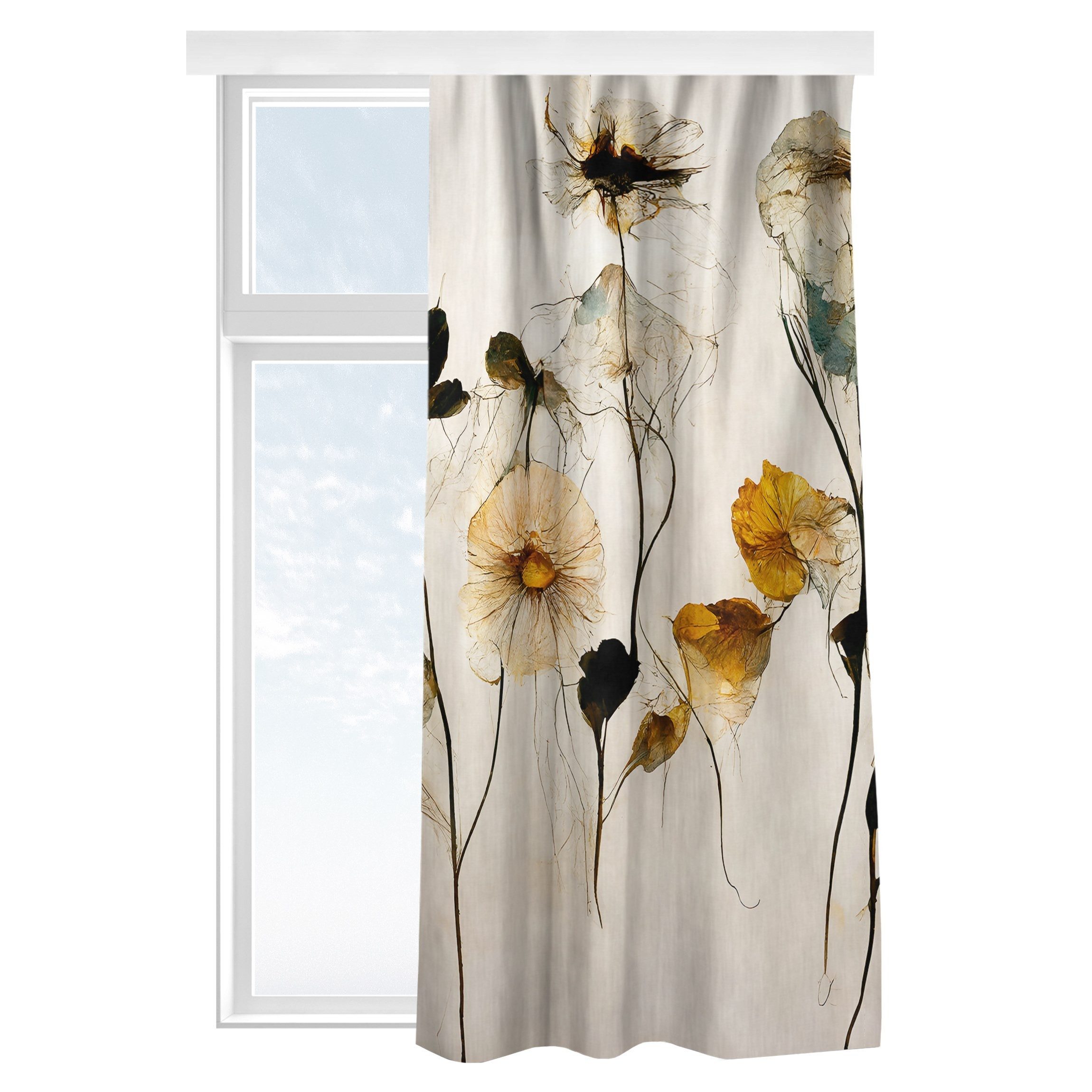 Bilderdepot24 Vorhang Gardine Blumen Natur Modern Warme Blüten Türvorhang Raumteiler (1 St), Multifunktionsband, blickdicht, Samt, Schiebegardinen Schlafzimmer Wohnzimmer Schiebevorhang