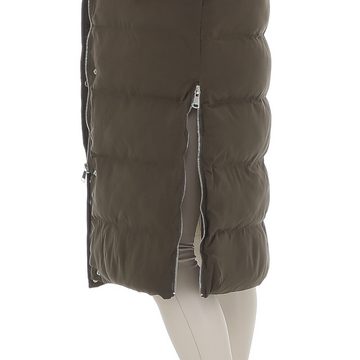 Ital-Design Steppjacke Damen Freizeit Kapuze Gefüttert Winterjacke in Khaki