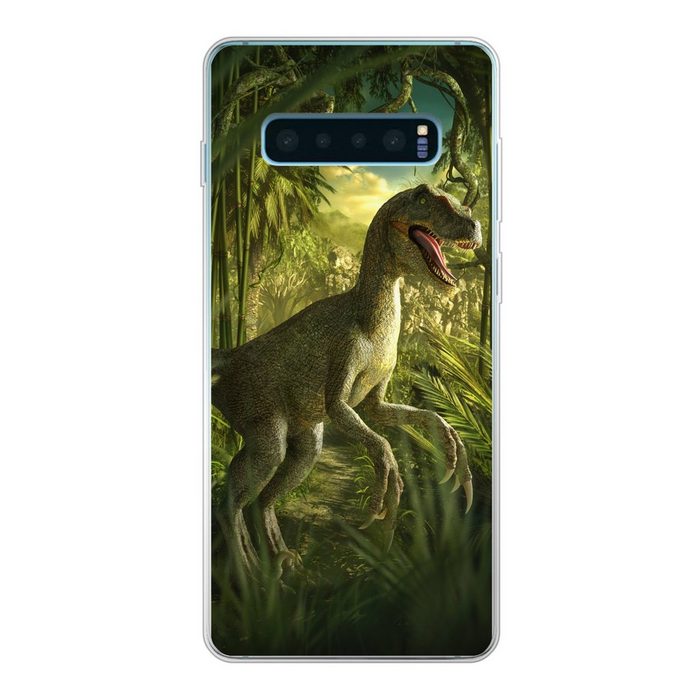 MuchoWow Handyhülle Dinosaurier - Pflanzen - Grün - Illustration - Kinder - Jungen Phone Case Handyhülle Samsung Galaxy S10 Lite Silikon Schutzhülle