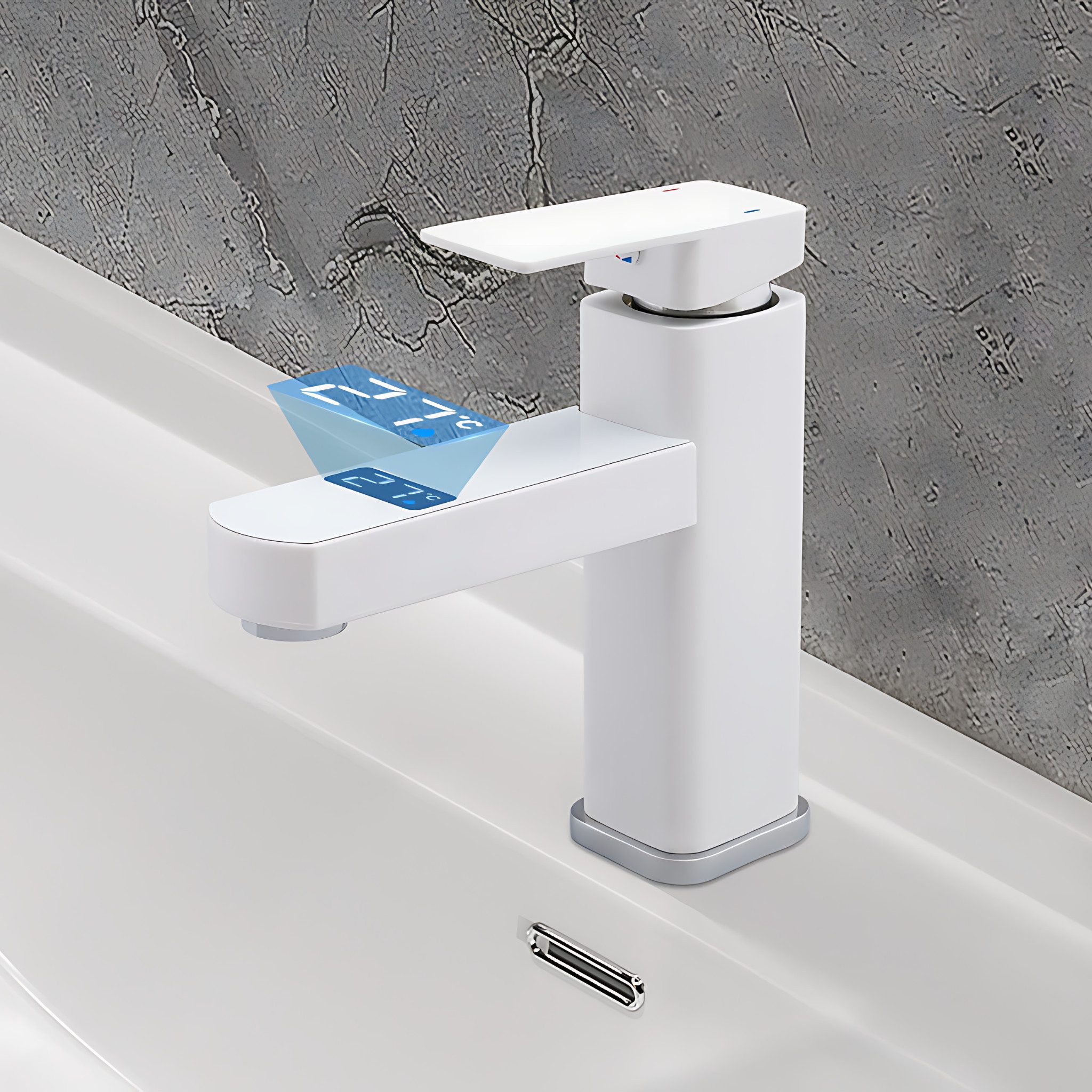 HS.SUPPLY Badarmatur Digitaler Wasserhahn mit Temperaturanzeige (Komplettse günstig online kaufen