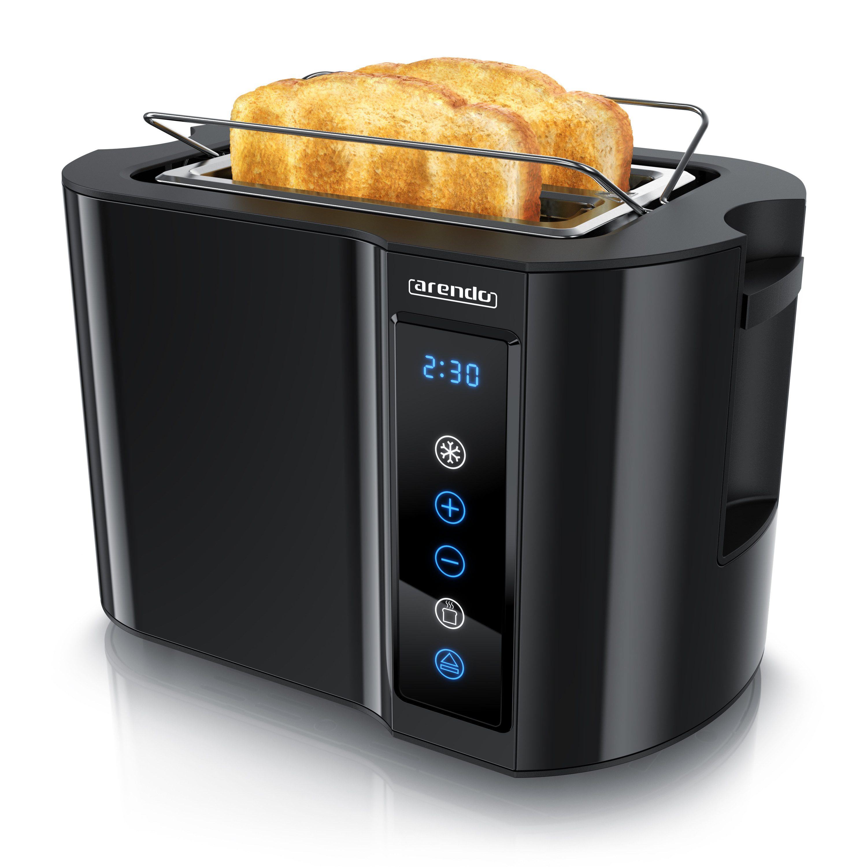 Arendo Тостеры, 2 kurze Schlitze, für 2 Scheiben, 800 W, Kurzschlitz, Brötchenaufsatz, Wärmeisoliertes Gehäuse, Display, Touch