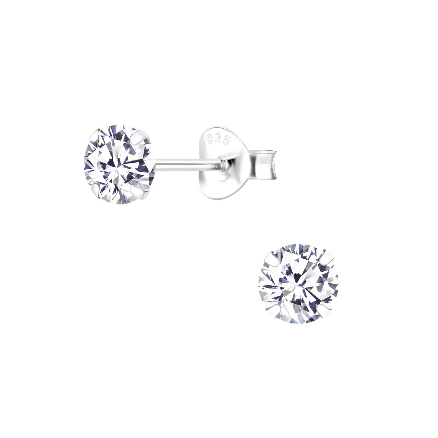 ALEXANDER YORK Paar Ohrstecker ROUND ZIRCONIA 4 mm, 2-tlg., 925 Sterling Silber