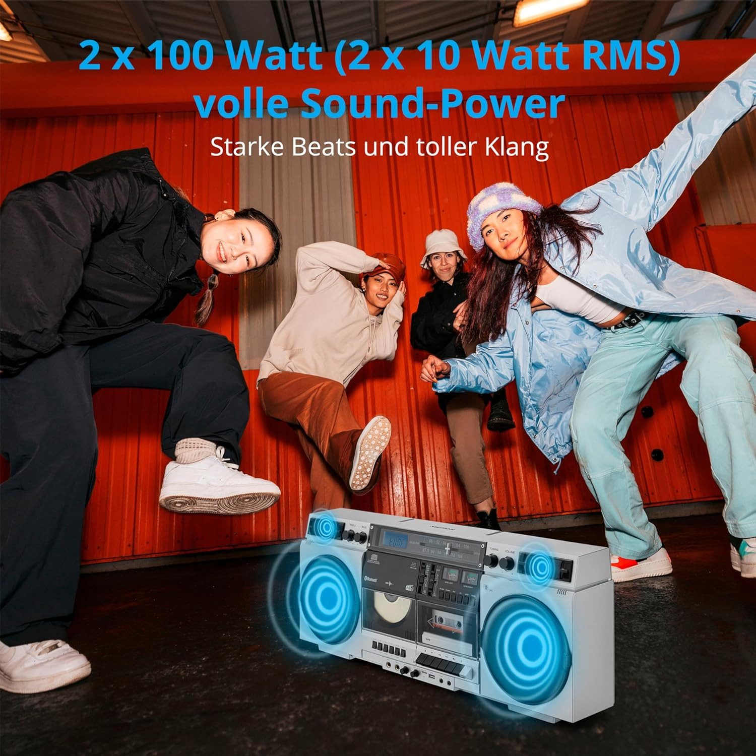 Medion® Medion MD44538 P66538 Boombox Retro-Radio (AM/FM DAB+ MW/UKW, 20 W)