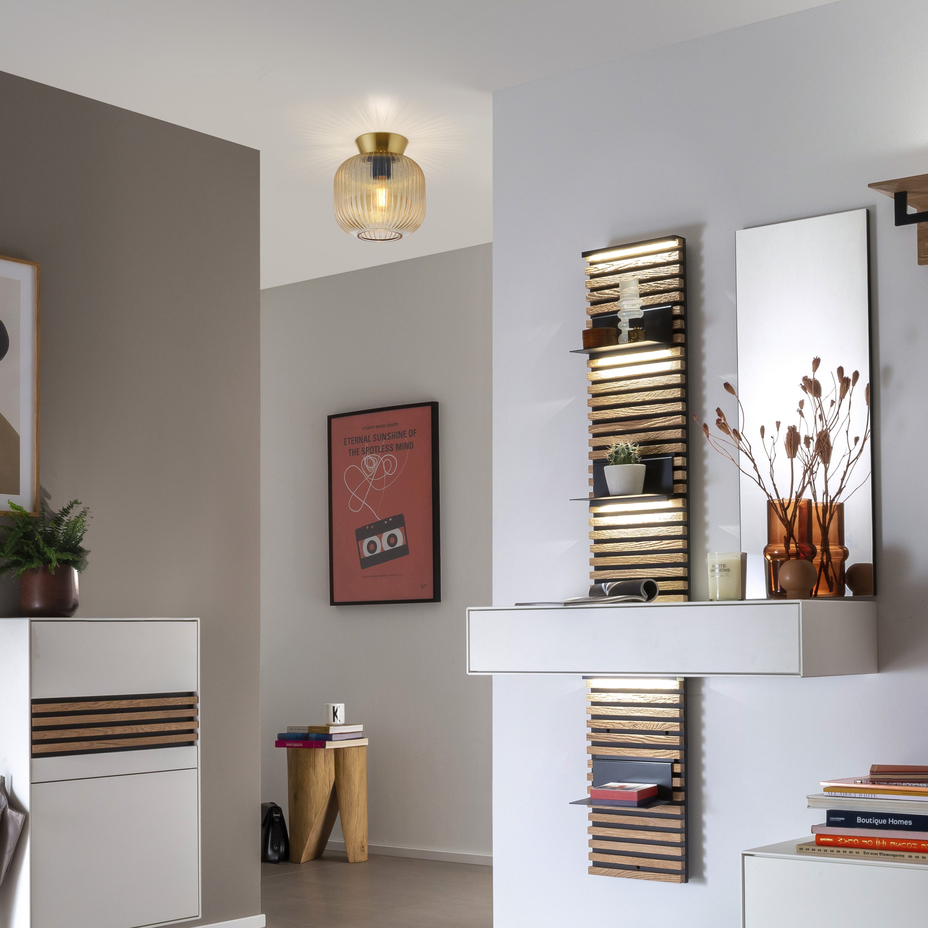 JUST LIGHT LED Deckenleuchte LED Deckenlampe SW NAMI Glasschirm, dimmbar, M günstig online kaufen