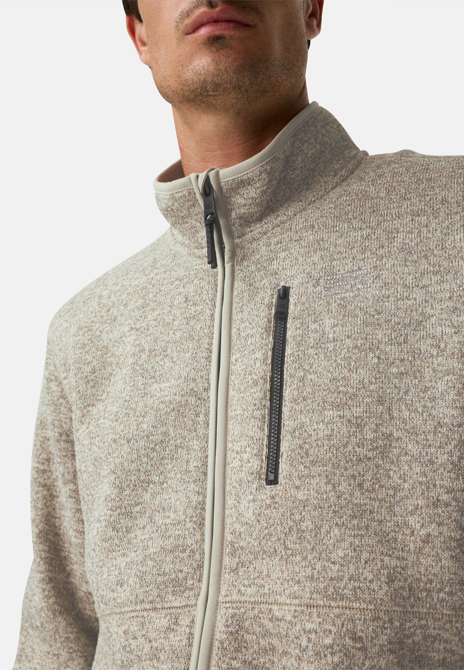 camel active Strickjacke mit Stehkragen Langarm Stehkragen