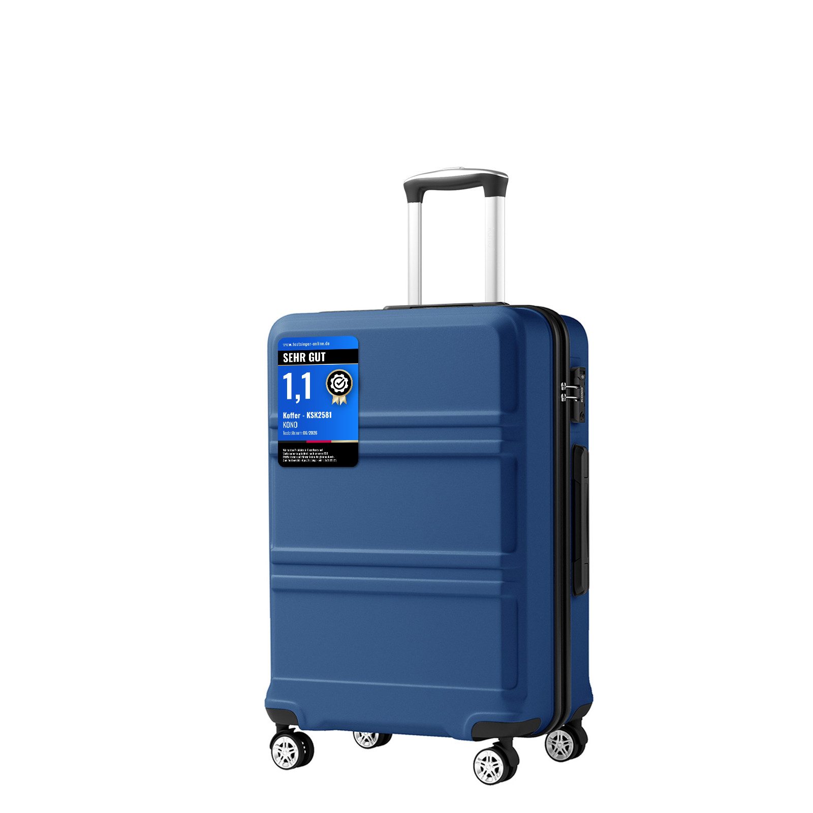 KONO Hartschalen-Trolley mit TSA-Schloss - Reisekoffer und Rollkoffer in einem