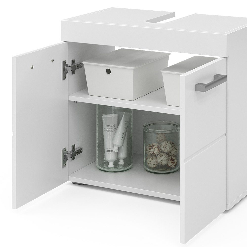 Vicco Waschbeckenunterschrank Weiß Waschtischunterschrank LUNA 60x56cm Badschrank
