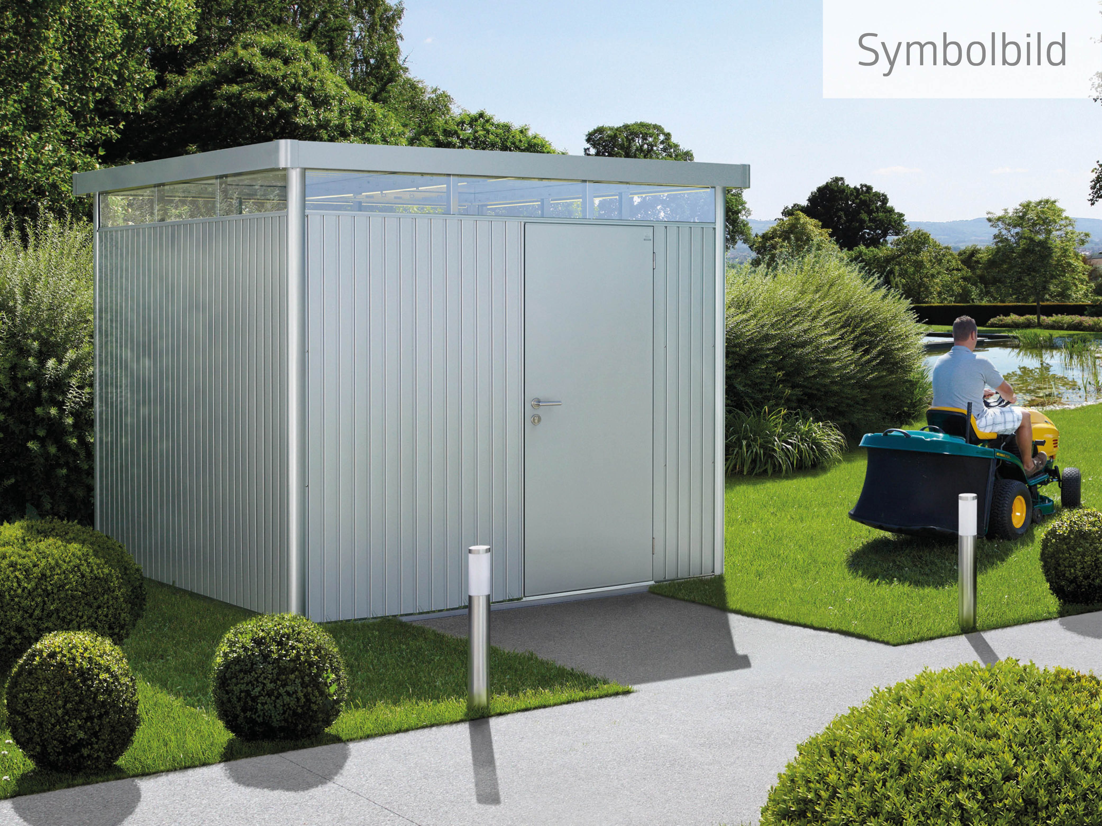 Biohort Gerätehaus HIGHLINE Gr. H5, verschiedene Farben, BxT: 275x315 cm, stylisches Metall-Gartenhaus mit Flachdach