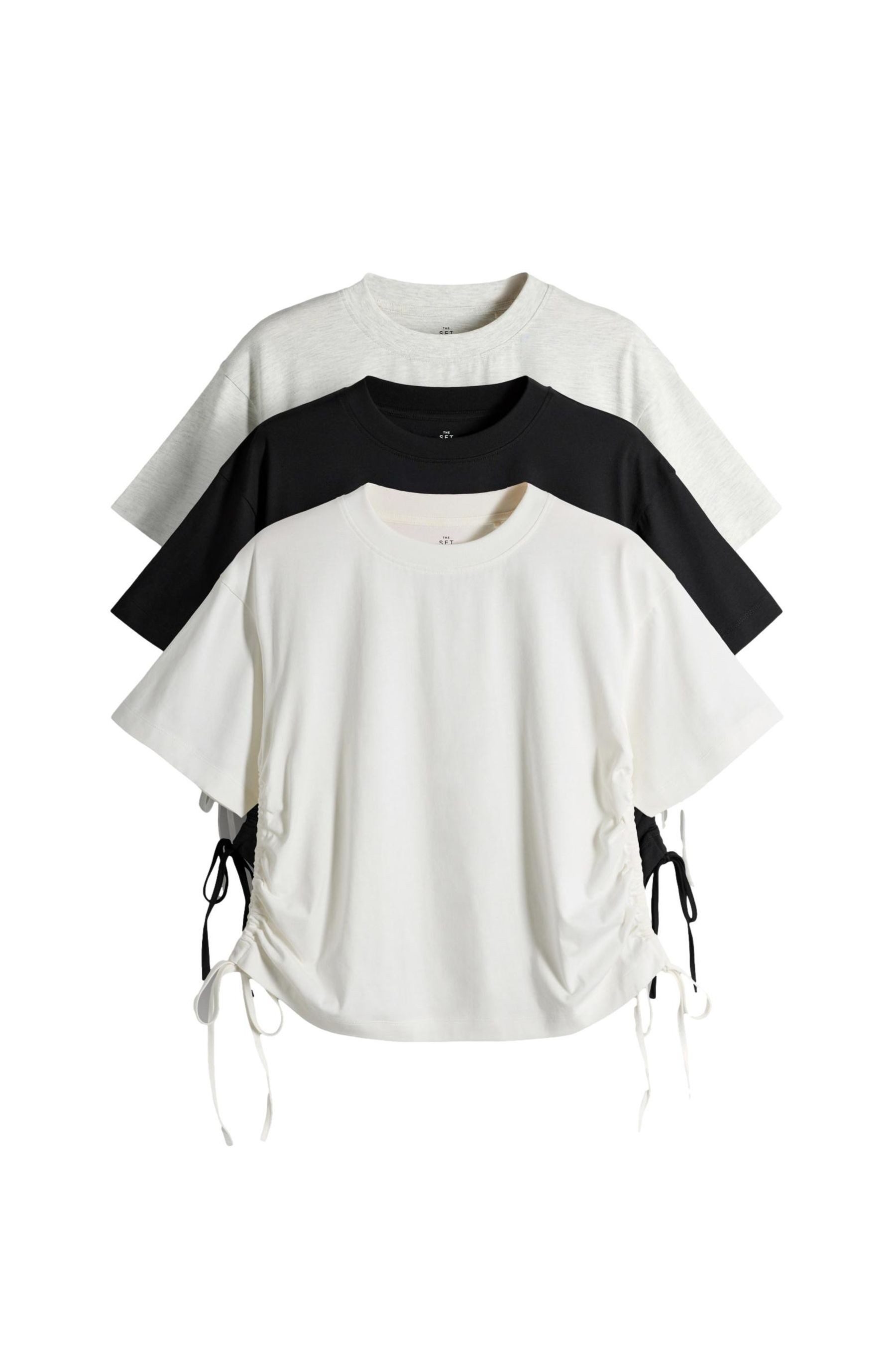 The Set T-Shirt The Set T-Shirts mit Raffung und Bindung, 3er-Pack (3-tlg) günstig online kaufen