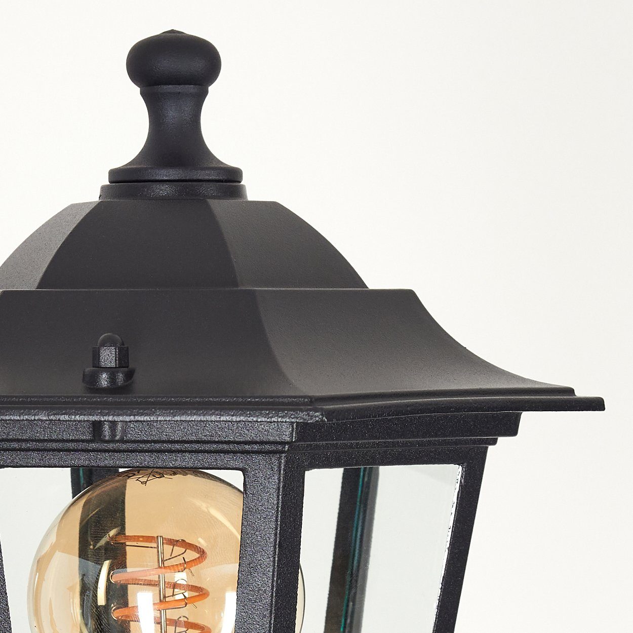 hofstein Außen-Stehlampe Wegeleuchte aus Metall/Glas in Schwarz/Klar, ohne Leuchtmittel, Kandelaber, Gartenbeleuchtung IP44, 3xE27, ohne Leuchtmittel