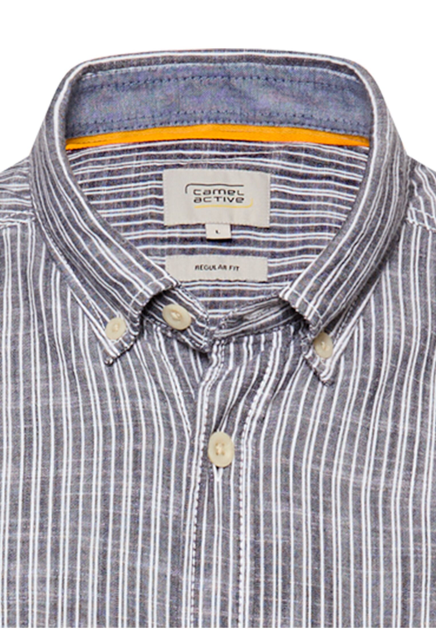 camel active Kurzarmhemd im Streifen-Design und mit Button-Down-Kragen