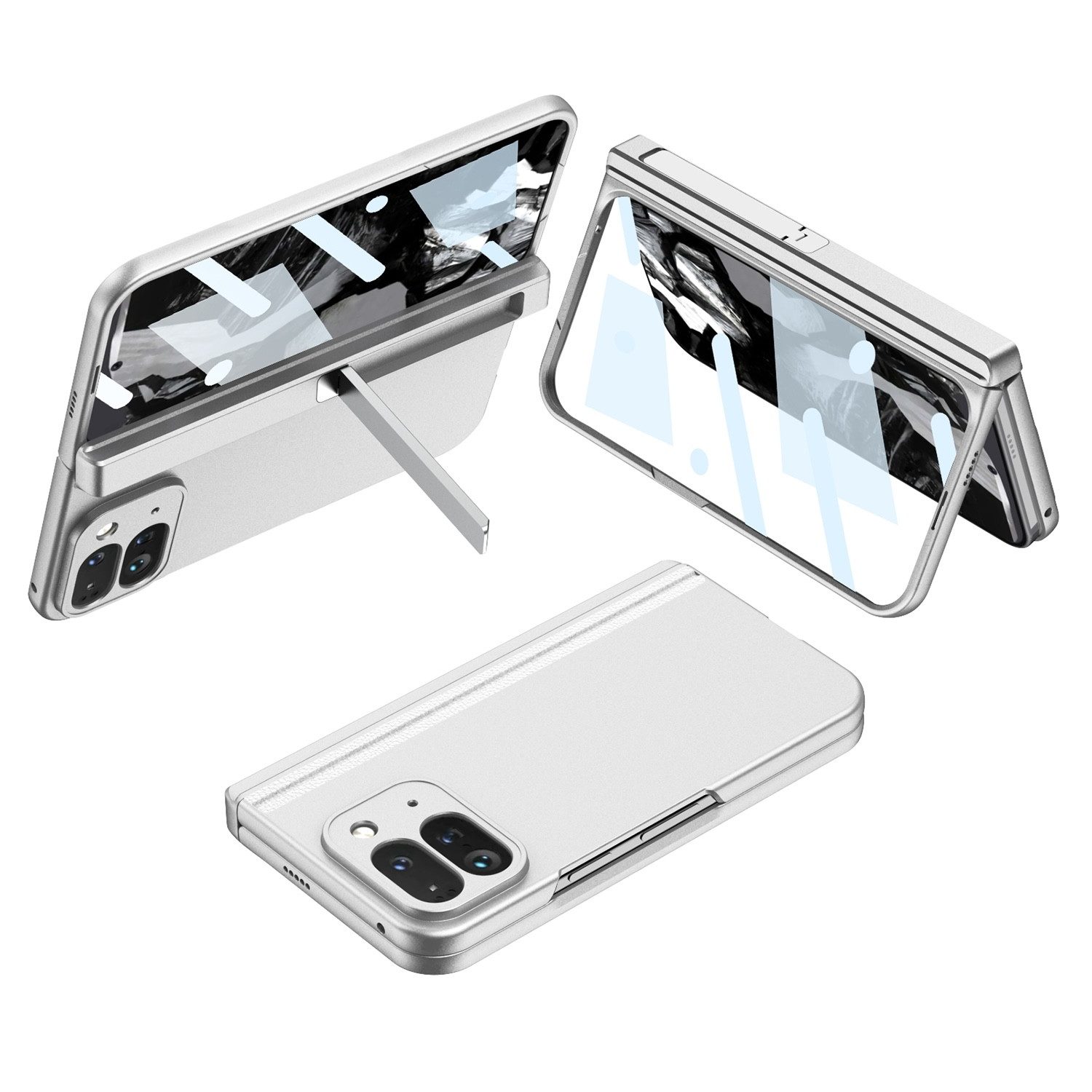 Wigento Handyhülle Für Google Pixel 9 Pro Fold Full Cover GKK Faltscharnier Halter Hülle, Schutzhülle mit Faltscharnier und Halterung