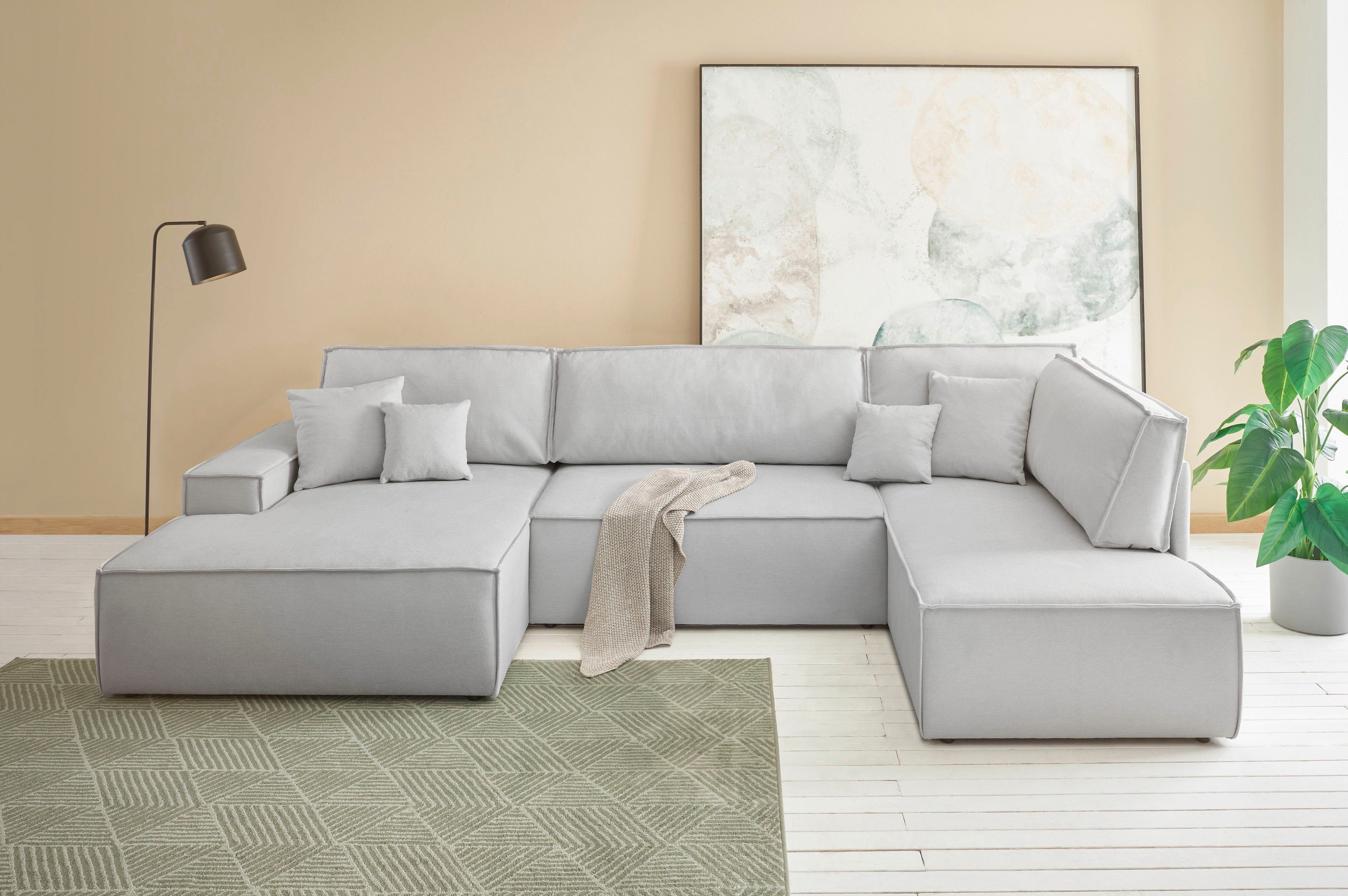 OTTO home Wohnlandschaft "FINNLEY, U-Form XXL 329 cm, Schlafsofa, Schlaffun günstig online kaufen