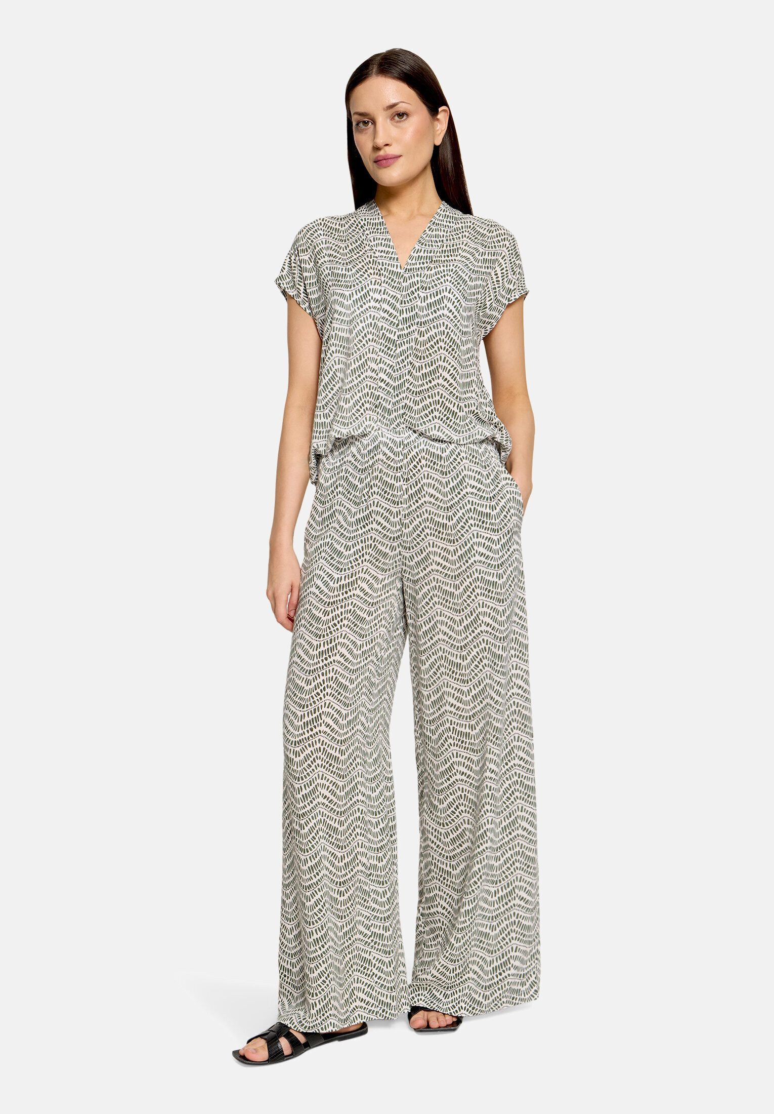 Cartoon Palazzohose Damen mit Bindegürtel