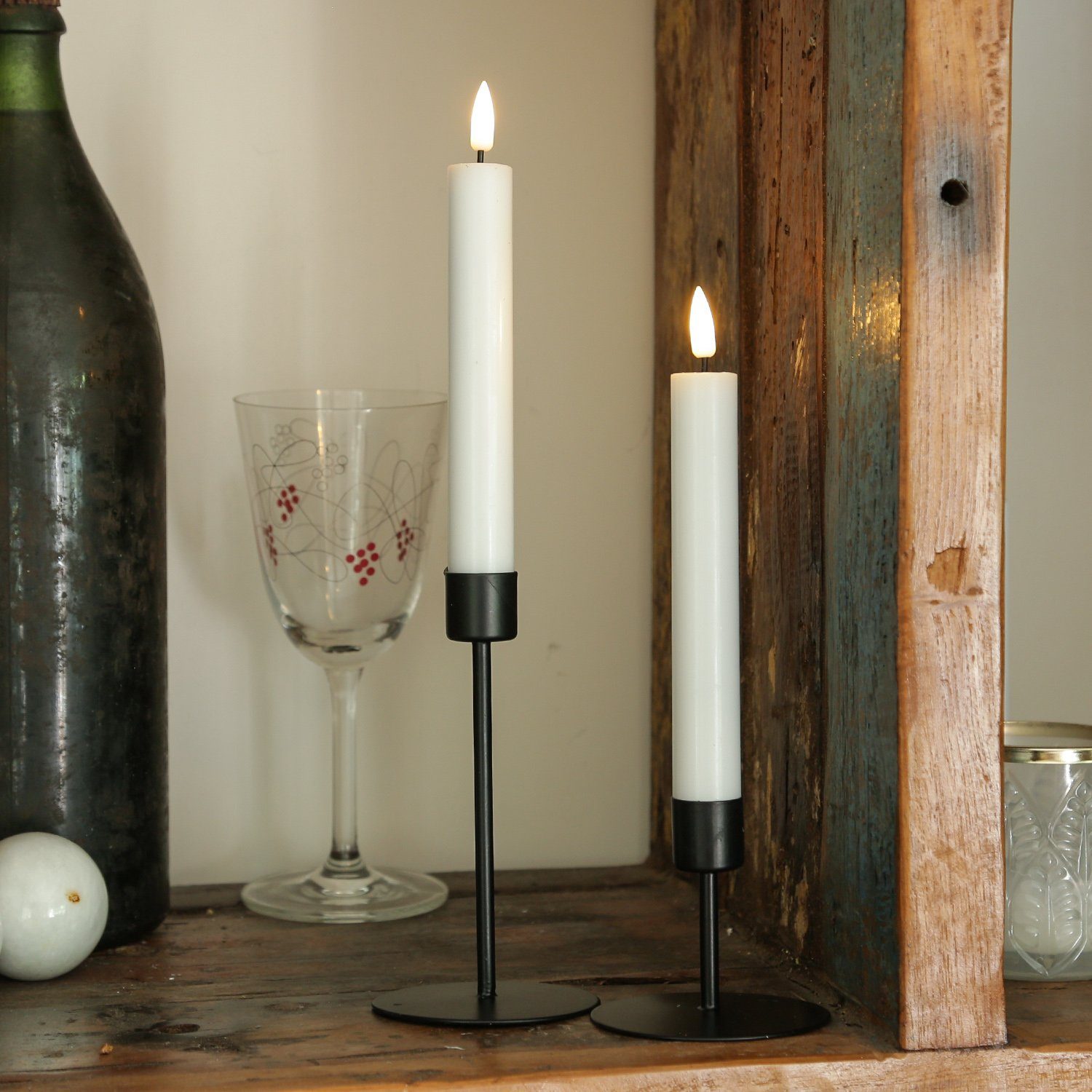 schwarz 7cm Kerzenhalter St) Kerzenständer H: MARELIDA Stabkerzenhalter Tafelkerzenhalter (1
